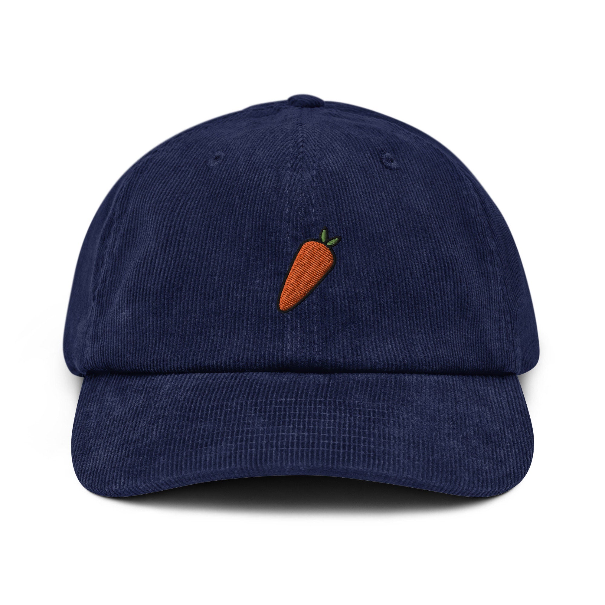 Carrot Embroidered Corduroy Dad Hat, Handmade Corduroy Baseball Cap Gift - Multiple Colors