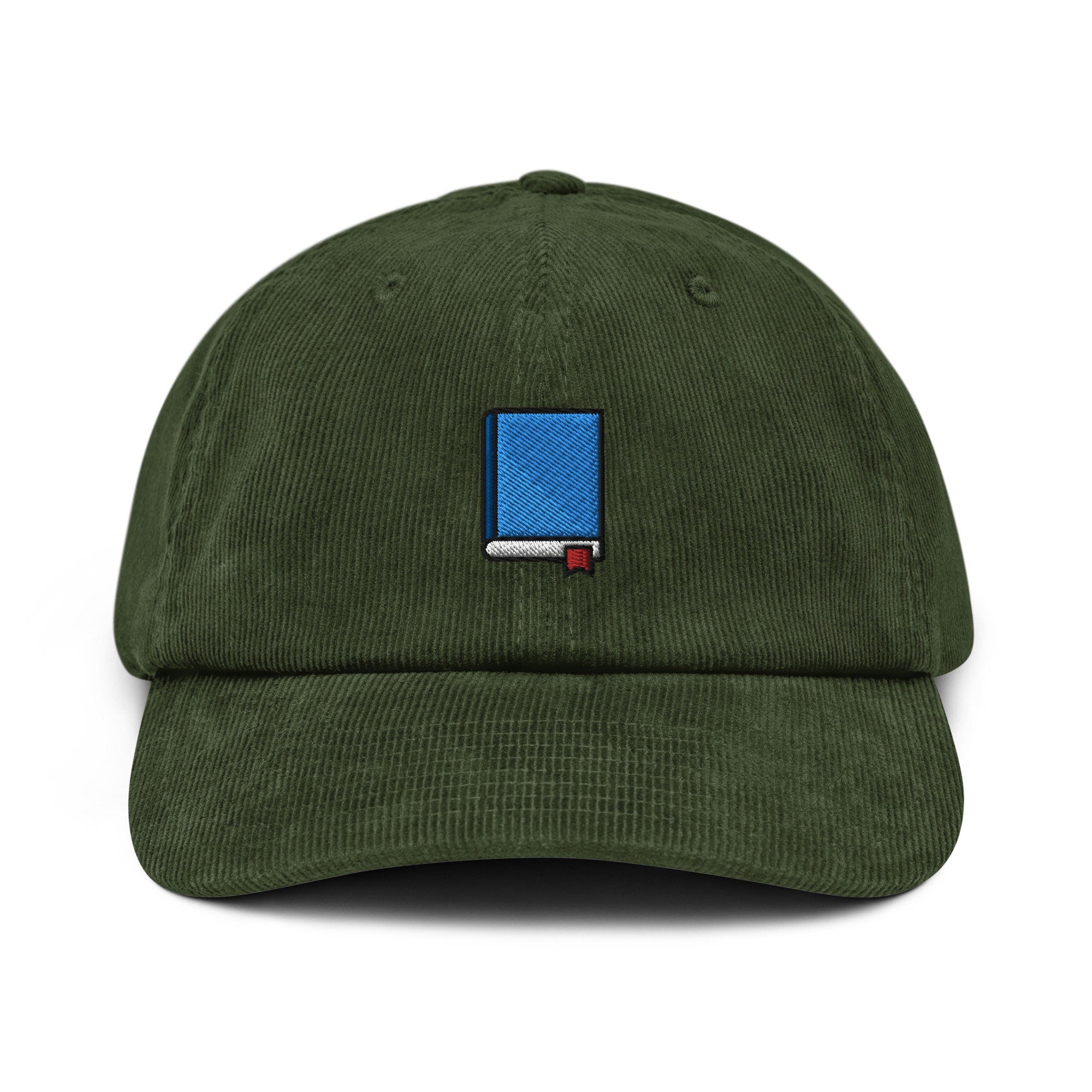 Book Embroidered Corduroy Dad Hat, Handmade Corduroy Baseball Cap Gift - Multiple Colors