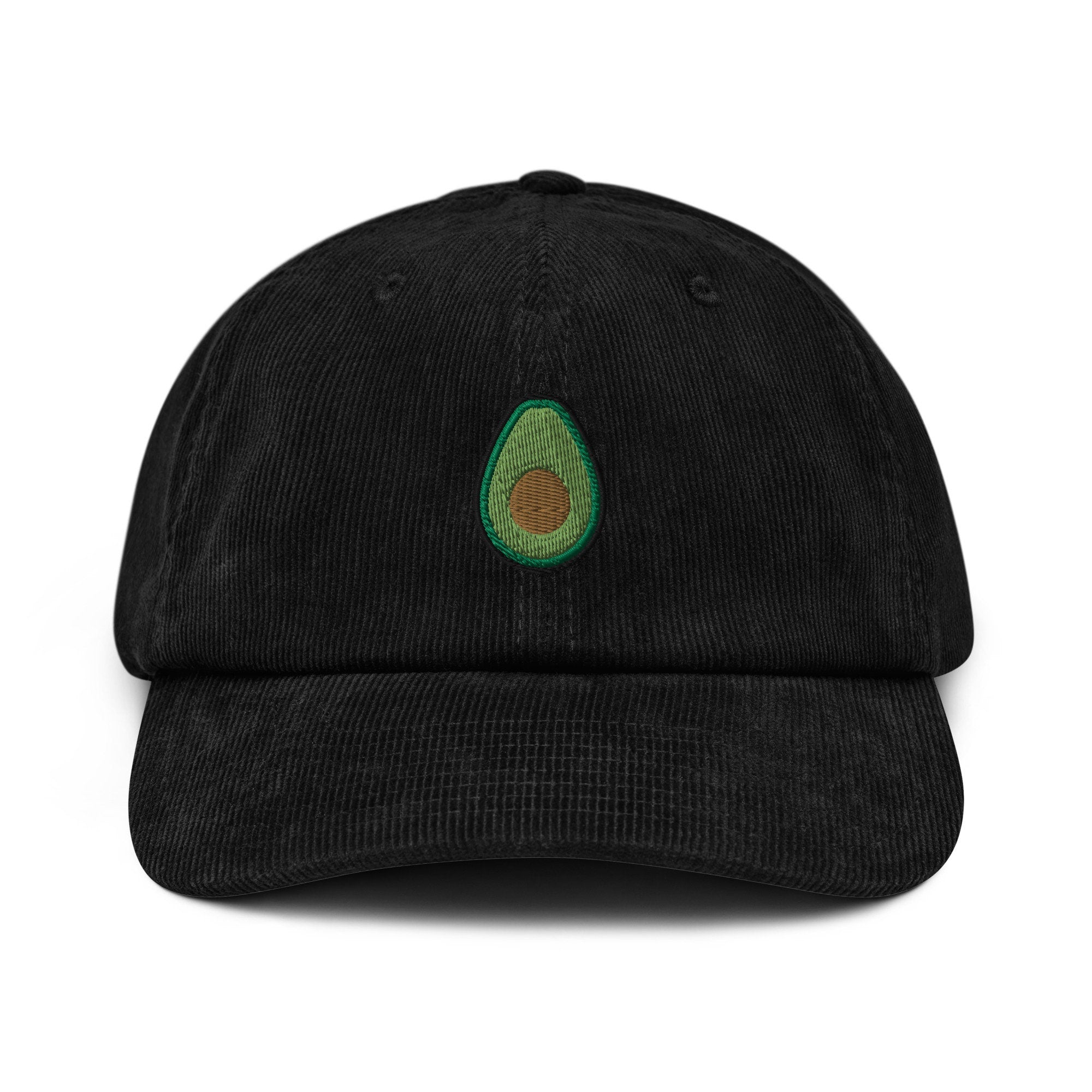 Avocado Embroidered Corduroy Dad Hat, Handmade Corduroy Baseball Cap Gift - Multiple Colors