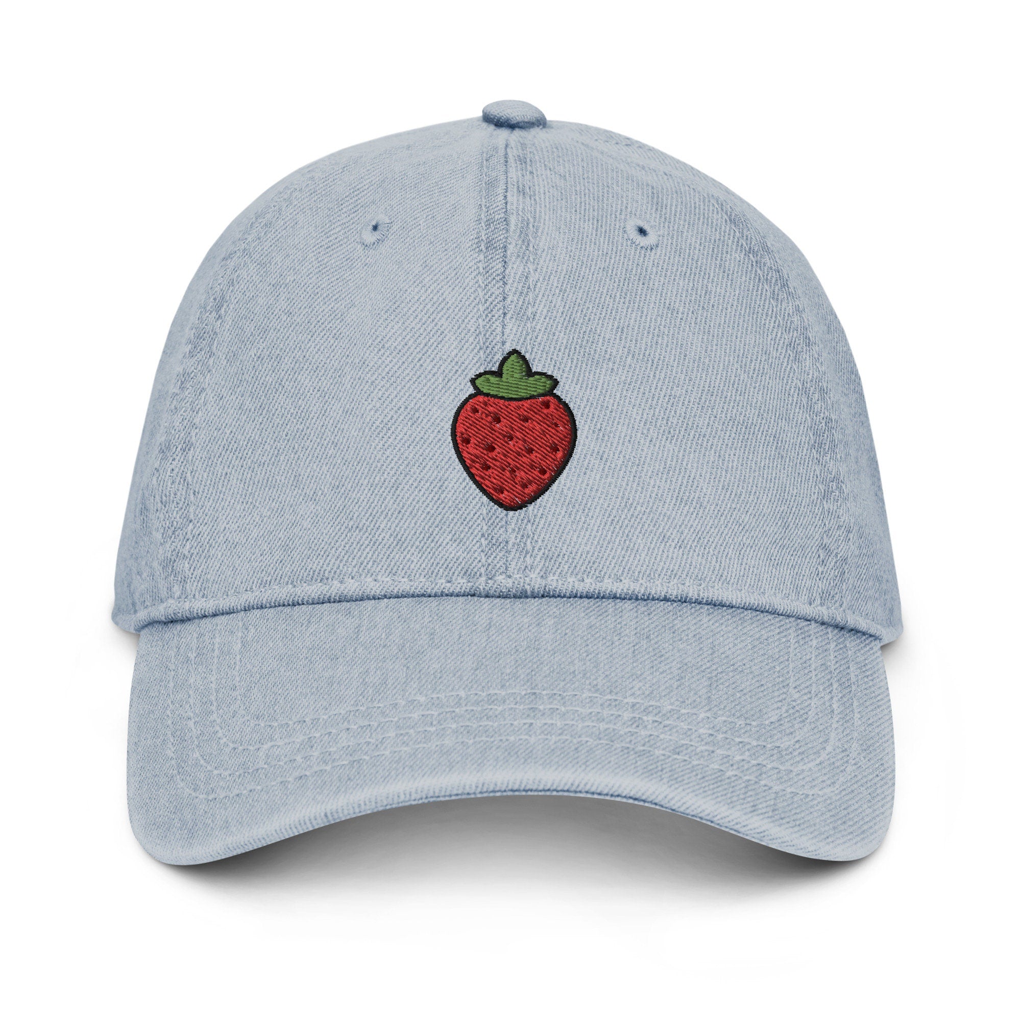 Strawberry Denim Hat, Premium Embroidered Denim Cap, Hat Embroidery Gift - Multiple Colors