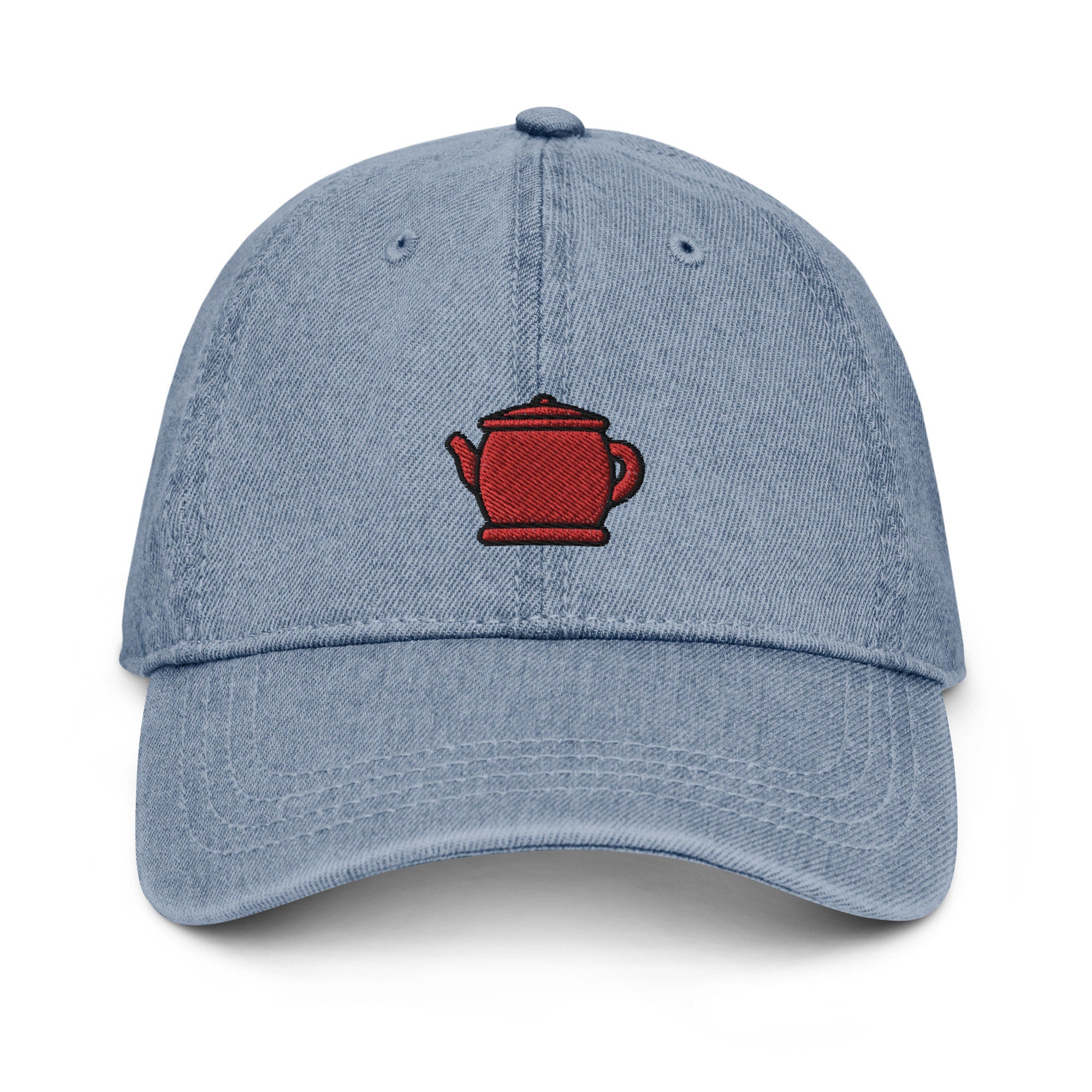 Teapot Denim Hat, Premium Embroidered Denim Cap, Hat Embroidery Gift - Multiple Colors