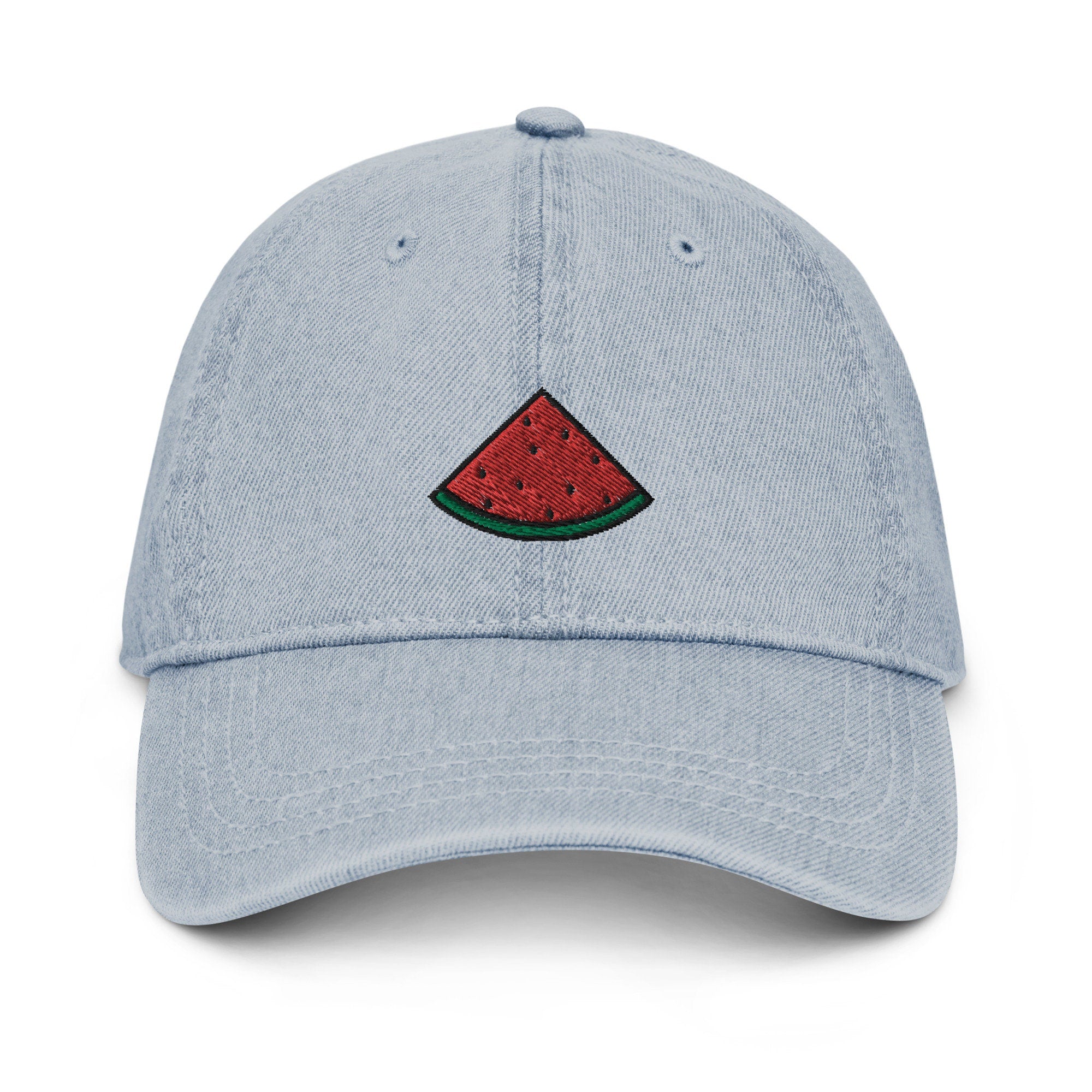 Watermelon Denim Hat, Premium Embroidered Denim Cap, Hat Embroidery Gift - Multiple Colors