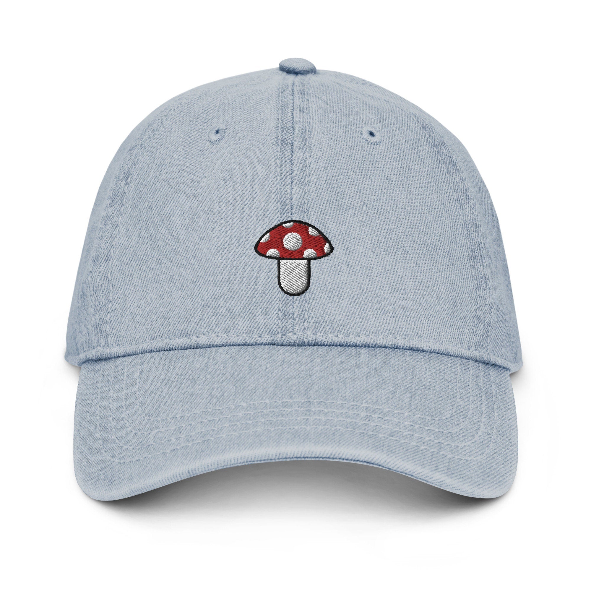 Mushroom Denim Hat, Premium Embroidered Denim Cap, Hat Embroidery Gift - Multiple Colors