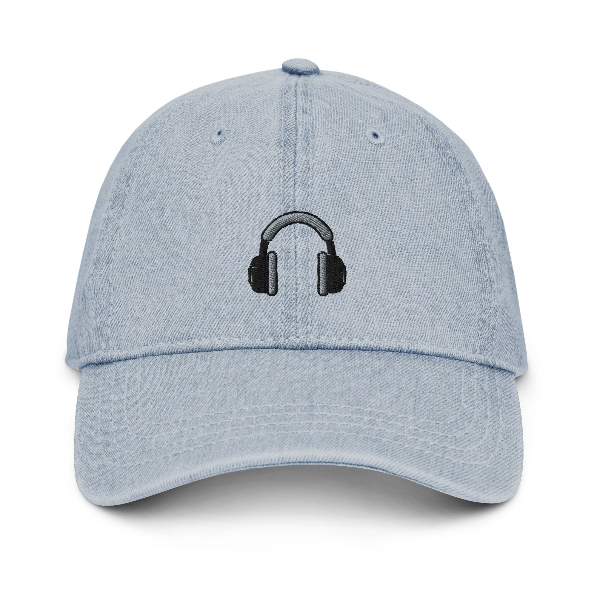 Headphones Denim Hat, Premium Embroidered Denim Cap, Hat Embroidery Gift - Multiple Colors
