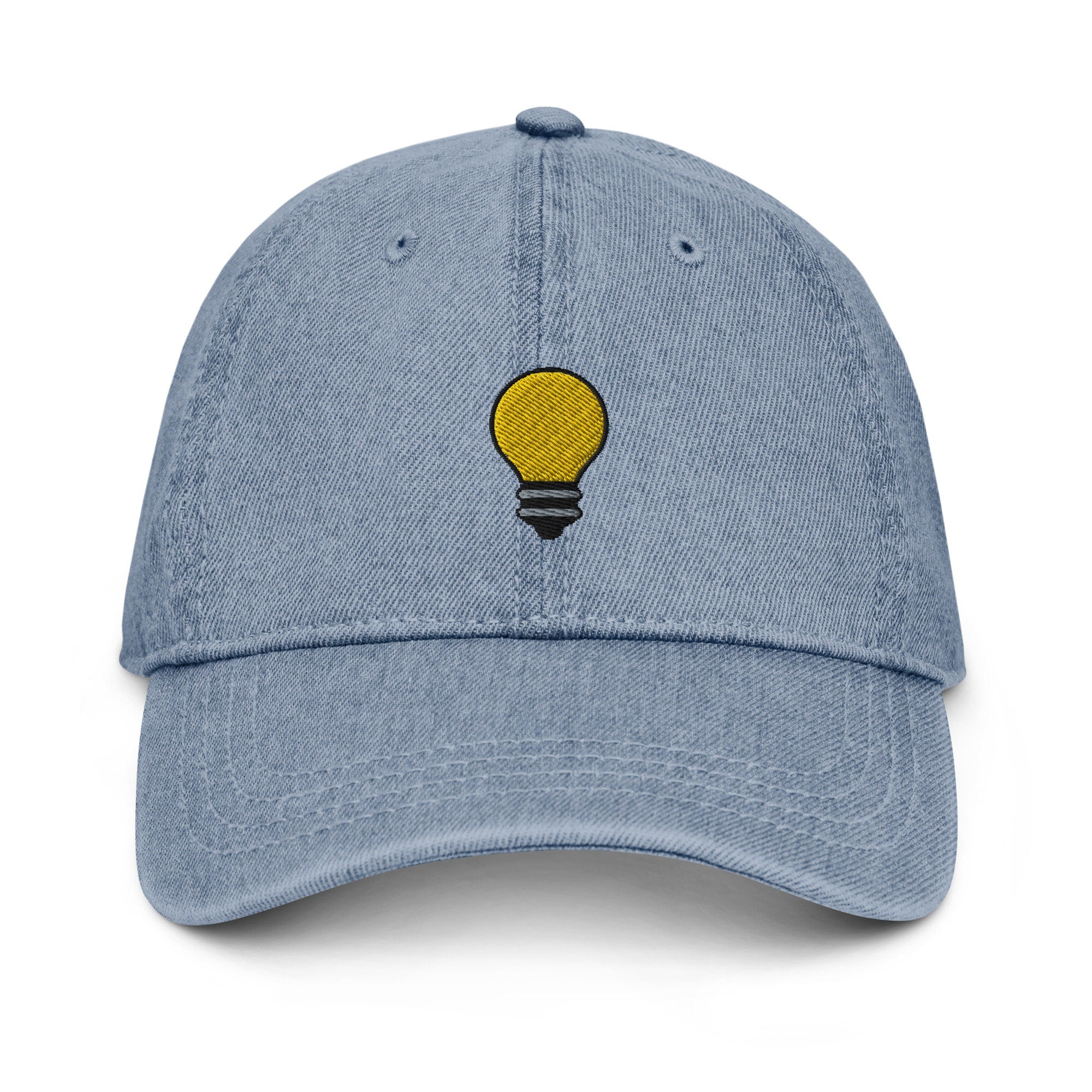 Bulb Denim Hat, Premium Embroidered Denim Cap, Hat Embroidery Gift - Multiple Colors