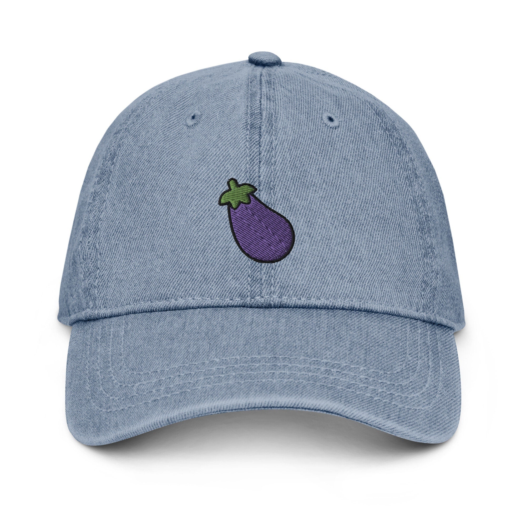Eggplant Denim Hat, Premium Embroidered Denim Cap, Hat Embroidery Gift - Multiple Colors