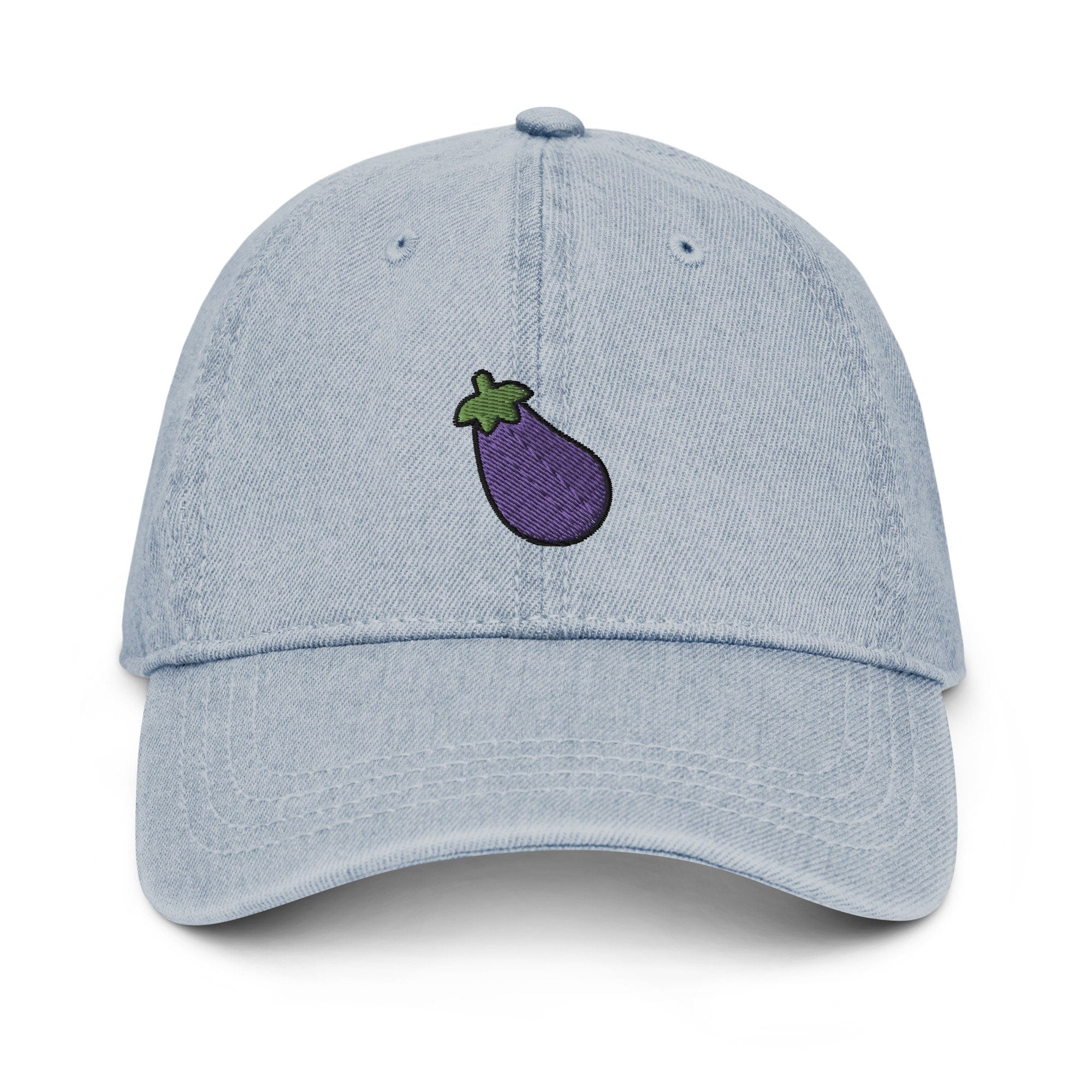 Eggplant Denim Hat, Premium Embroidered Denim Cap, Hat Embroidery Gift - Multiple Colors