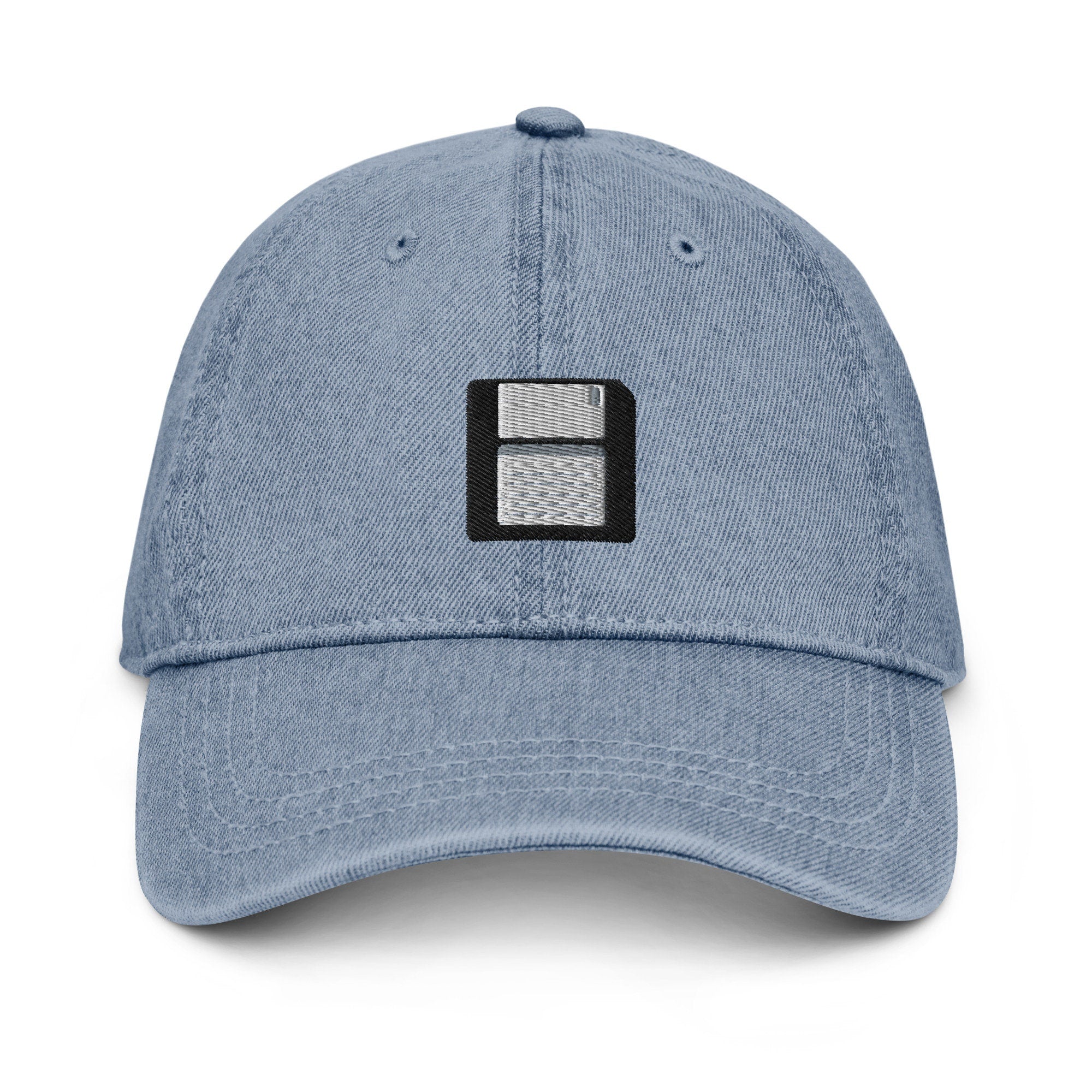 Floppy Disk Denim Hat, Premium Embroidered Denim Cap, Hat Embroidery Gift - Multiple Colors