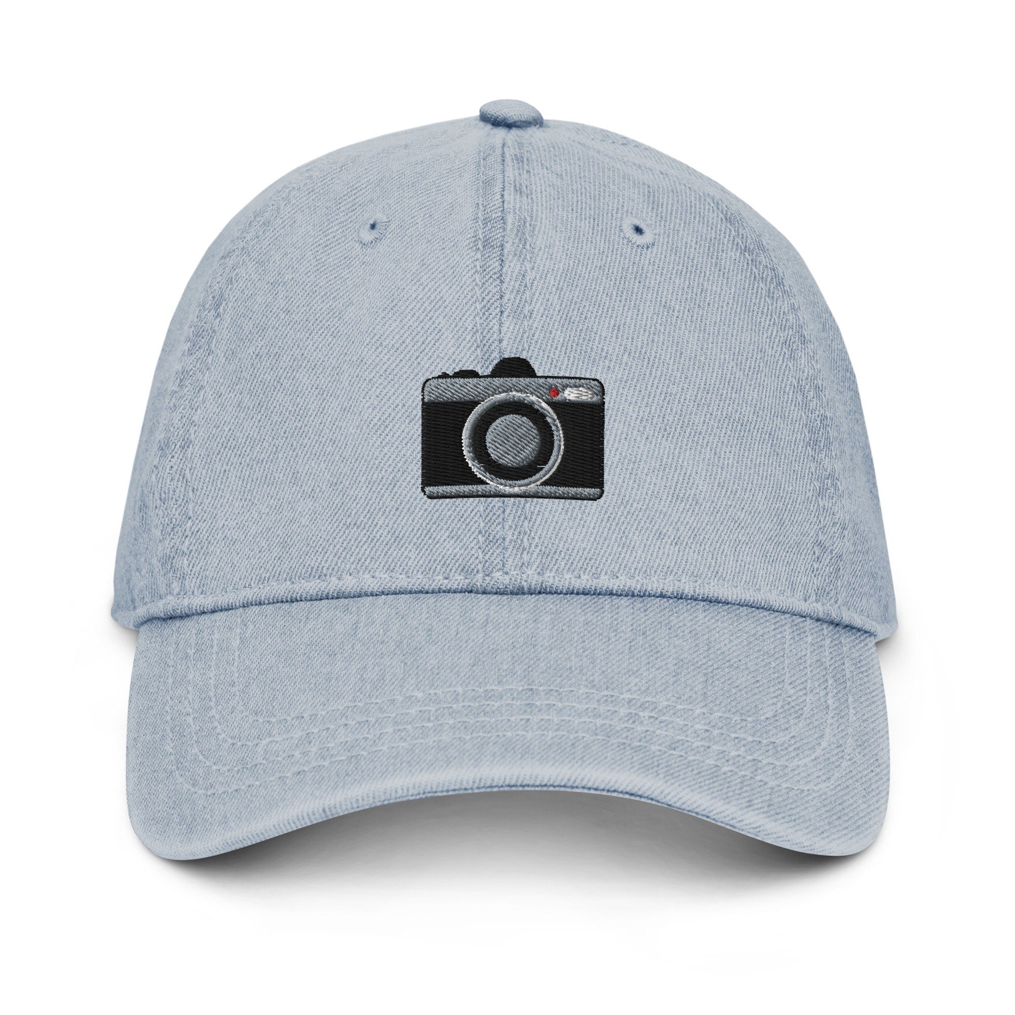 Camera Denim Hat, Premium Embroidered Denim Cap, Hat Embroidery Gift - Multiple Colors
