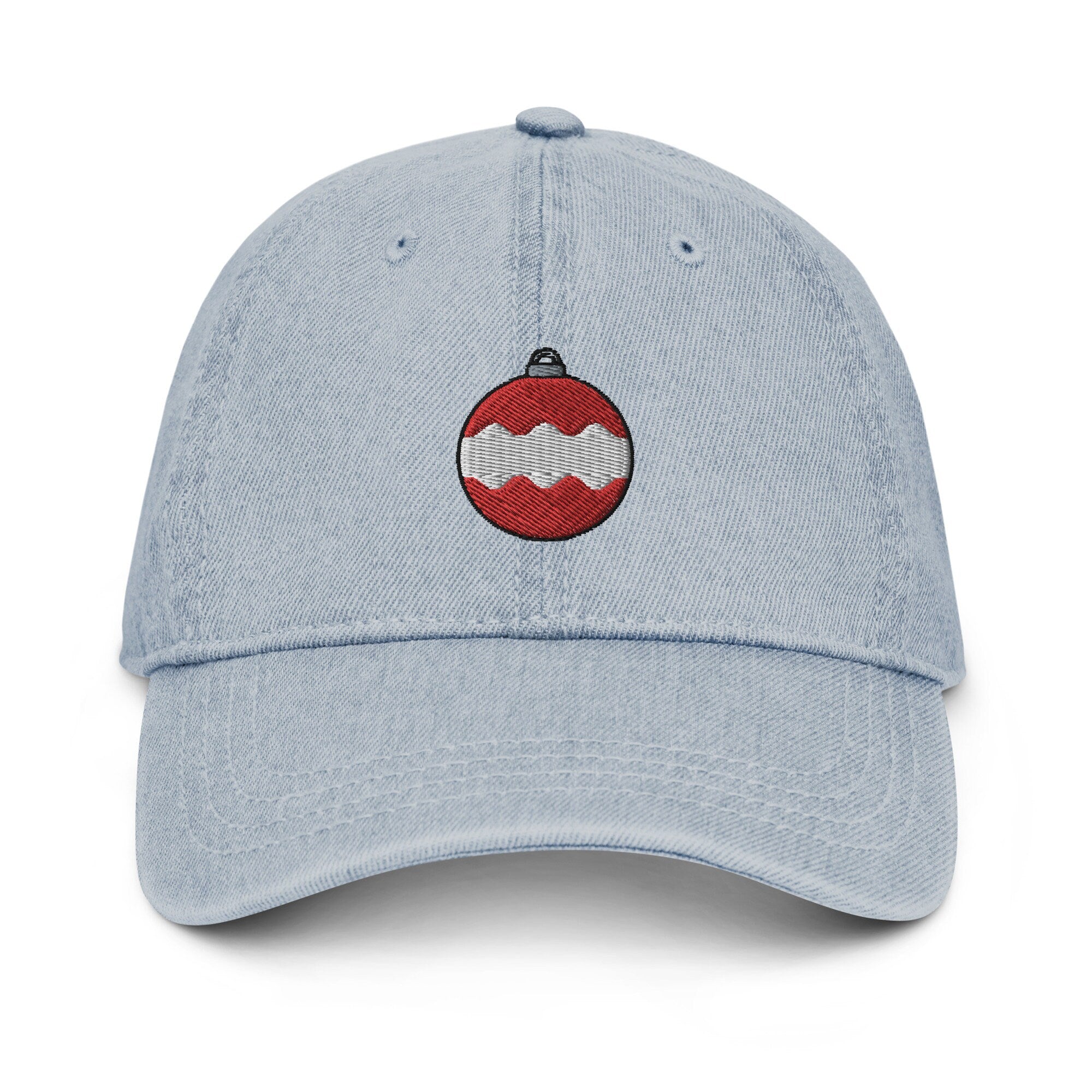 Christmas Bulb Denim Hat, Premium Embroidered Denim Cap, Hat Embroidery Gift - Multiple Colors