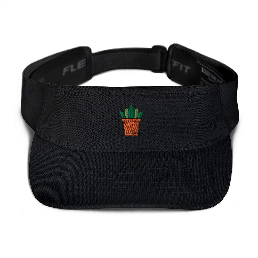 Succulent Plant Embroidered Visor, Premium Summer Visor, Adjustable Beach Sun Hat - Multiple Colors