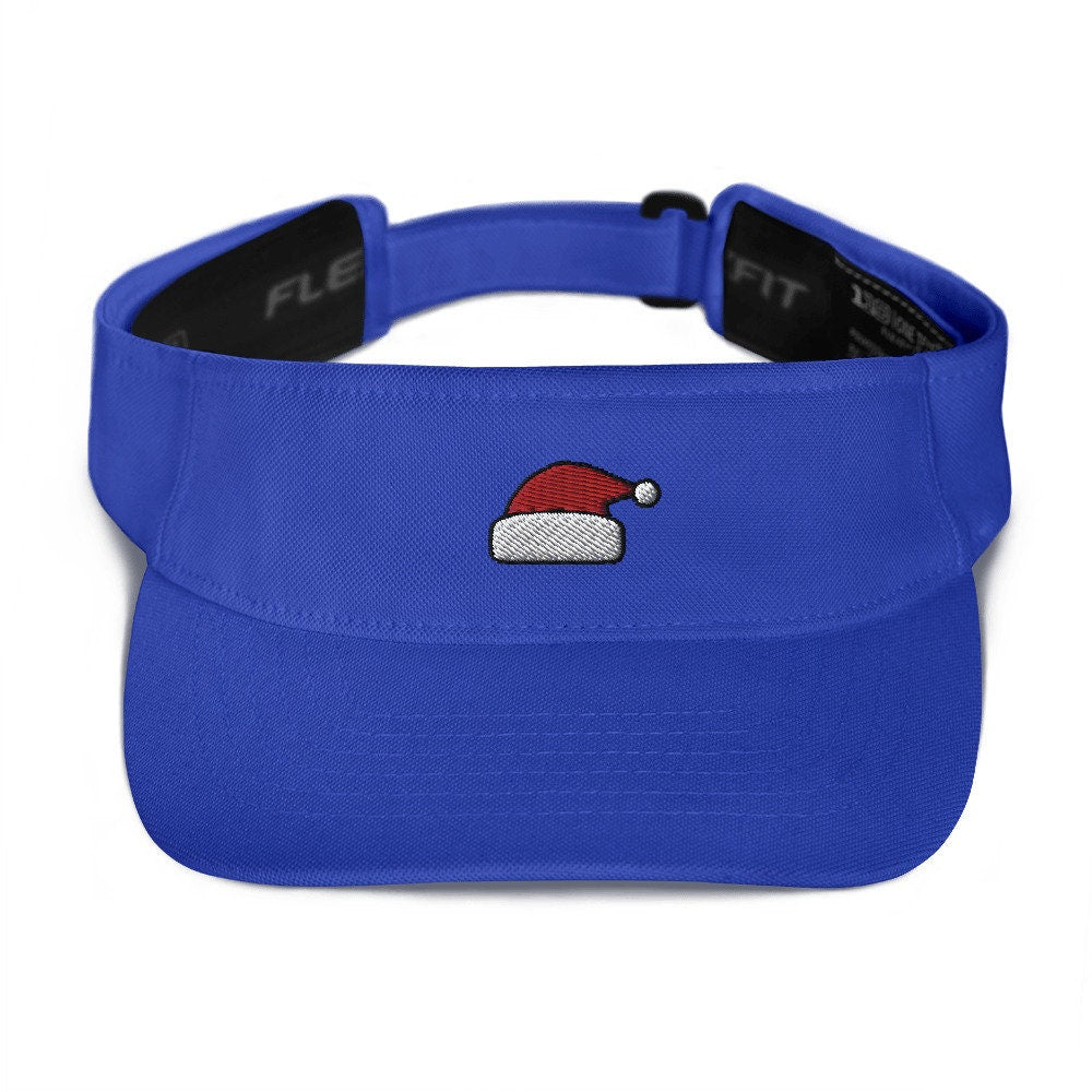 Santa Hat Embroidered Visor, Premium Summer Visor, Adjustable Beach Sun Hat - Multiple Colors