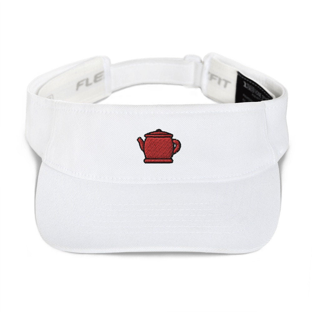 Teapot Embroidered Visor, Premium Summer Visor, Adjustable Beach Sun Hat - Multiple Colors