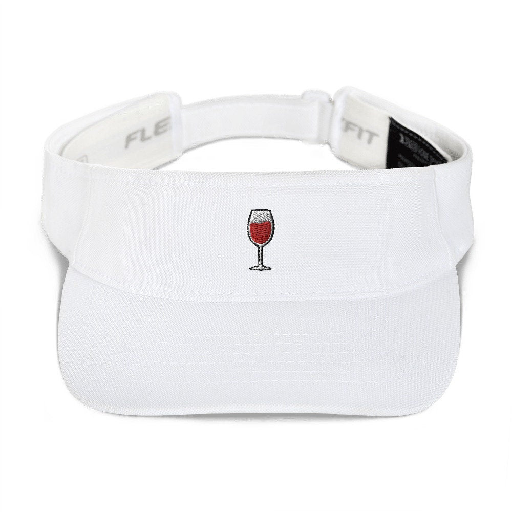 Red Wine Embroidered Visor, Premium Summer Visor, Adjustable Beach Sun Hat - Multiple Colors