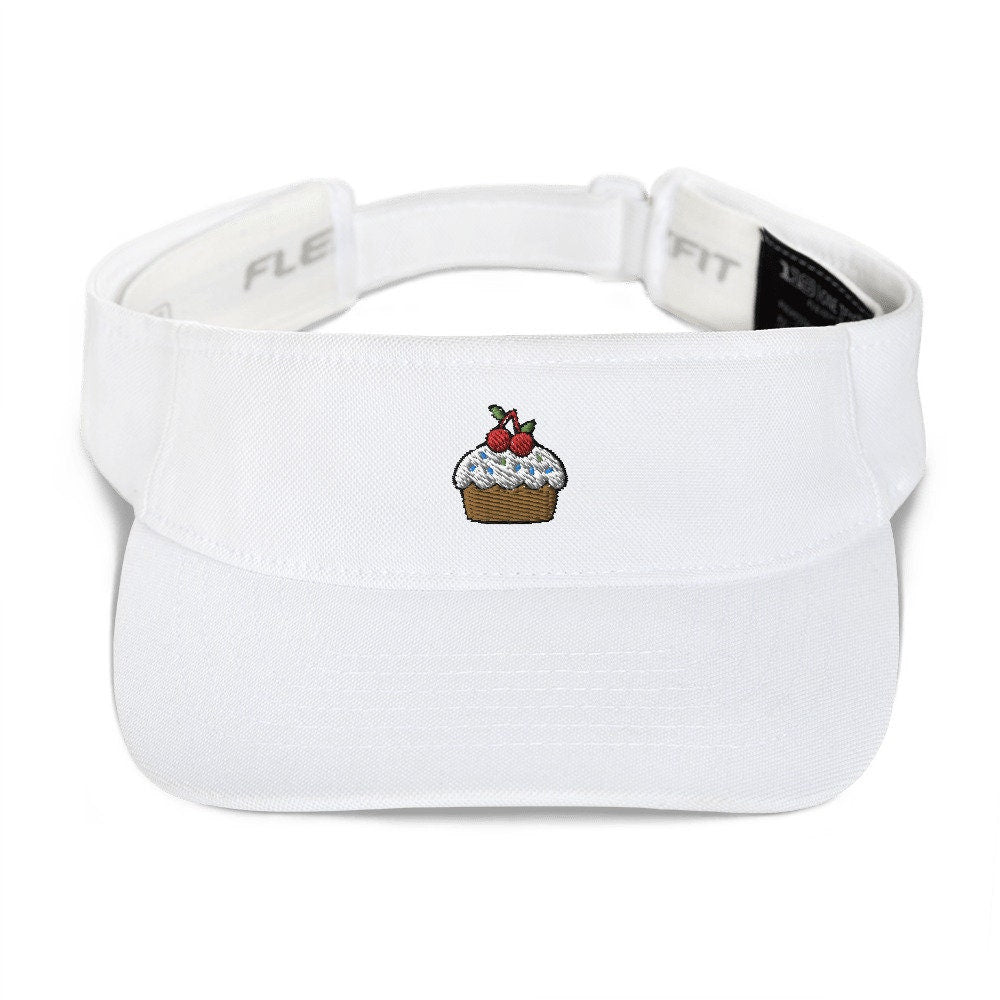 Cupcake Embroidered Visor, Premium Summer Visor, Adjustable Beach Sun Hat - Multiple Colors
