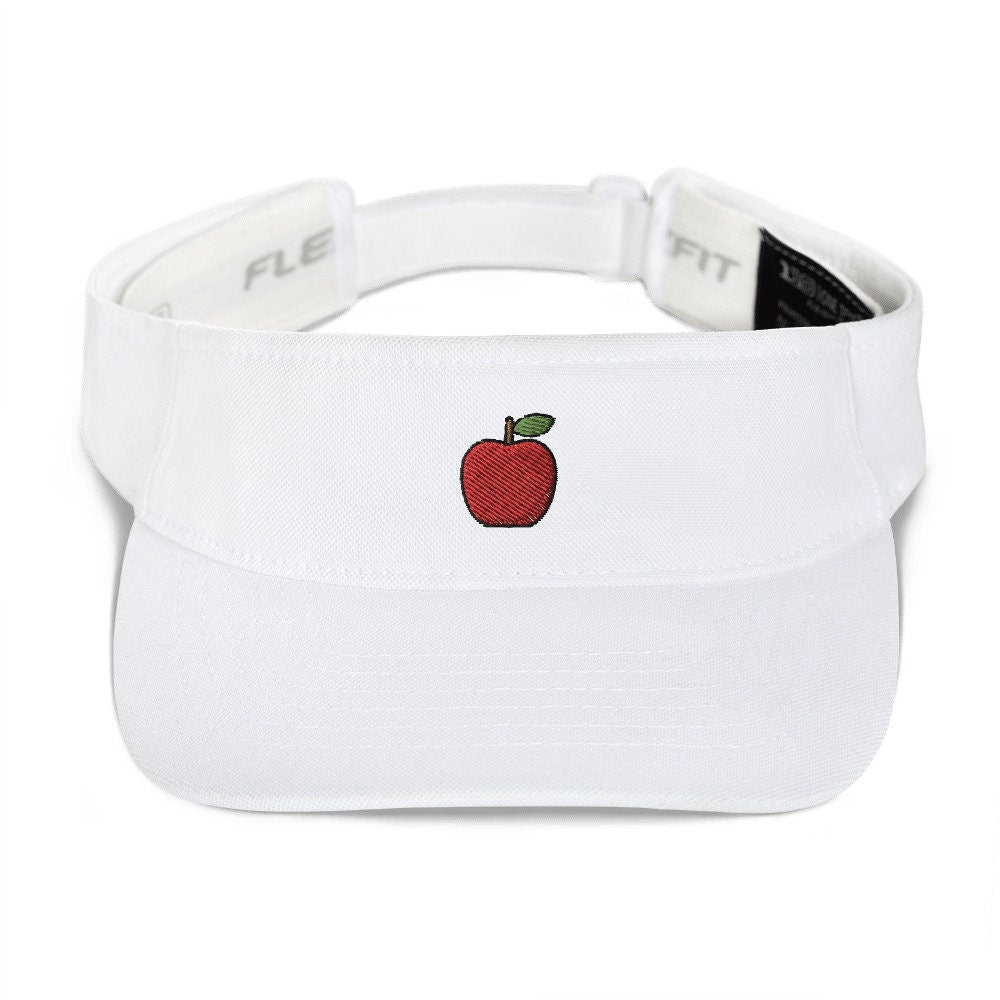 Apple Embroidered Visor, Premium Summer Visor, Adjustable Beach Sun Hat - Multiple Colors