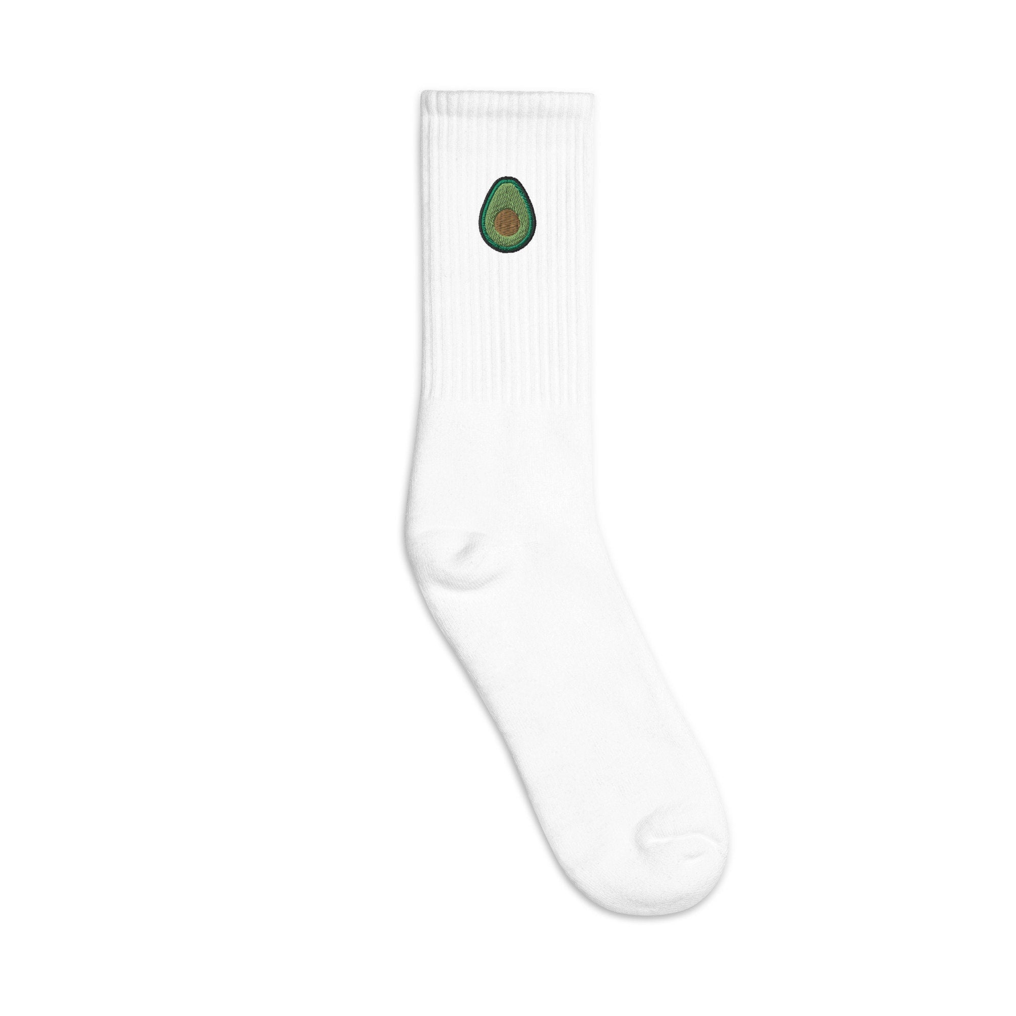 Avocado Embroidered Socks, Premium Embroidered Socks, Long Socks Gift - Multiple Colors