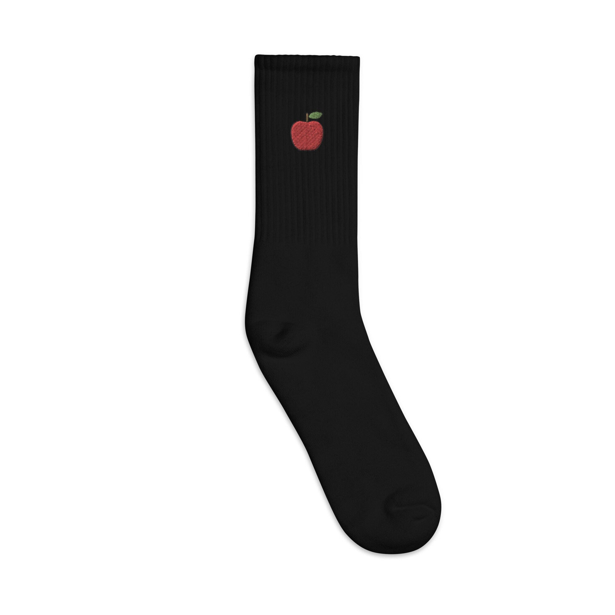 Apple Embroidered Socks, Premium Embroidered Socks, Long Socks Gift - Multiple Colors