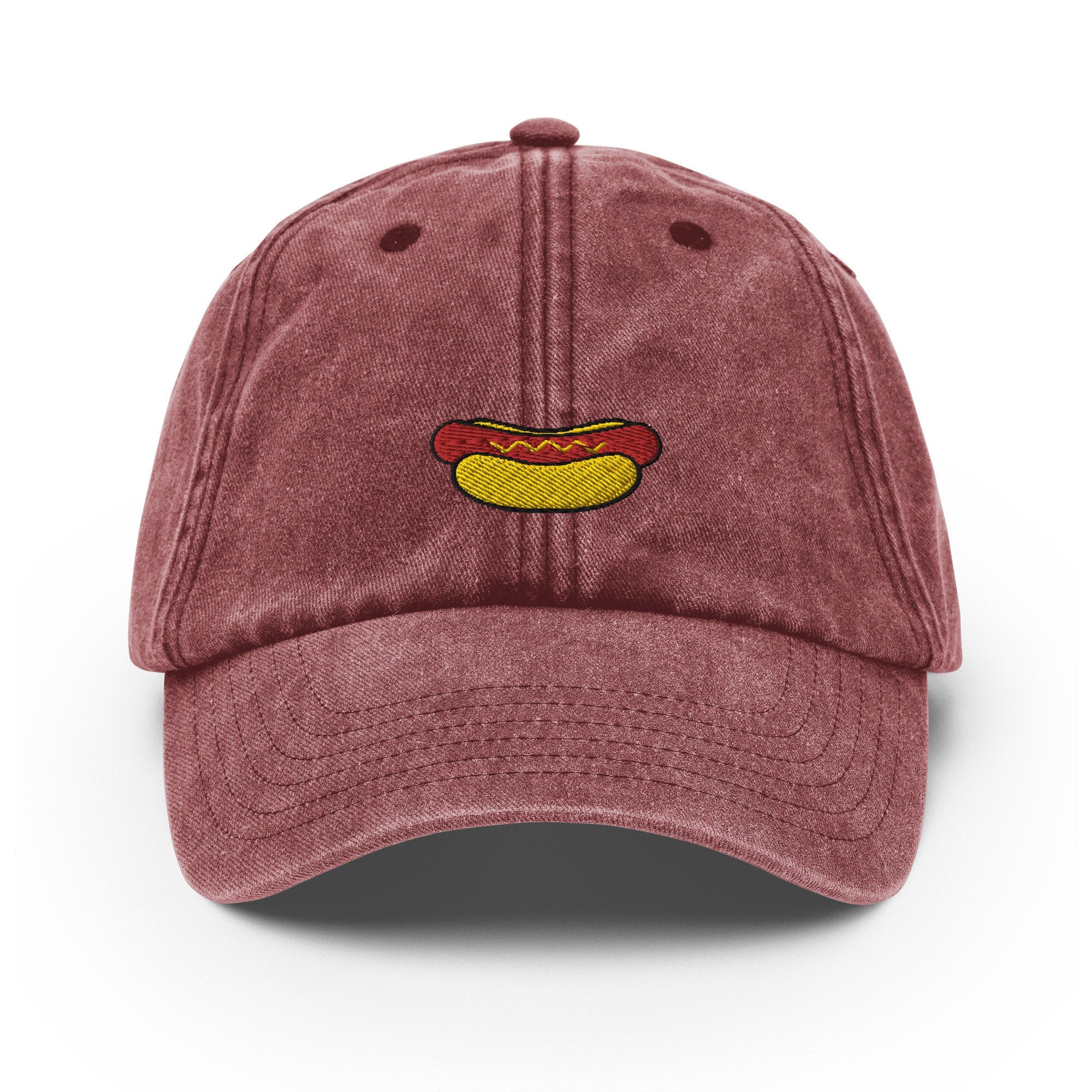 Hot Dog Vintage Hat, Aged Dad Cap, Faded Baseball Cap Gift - Multiple Colors