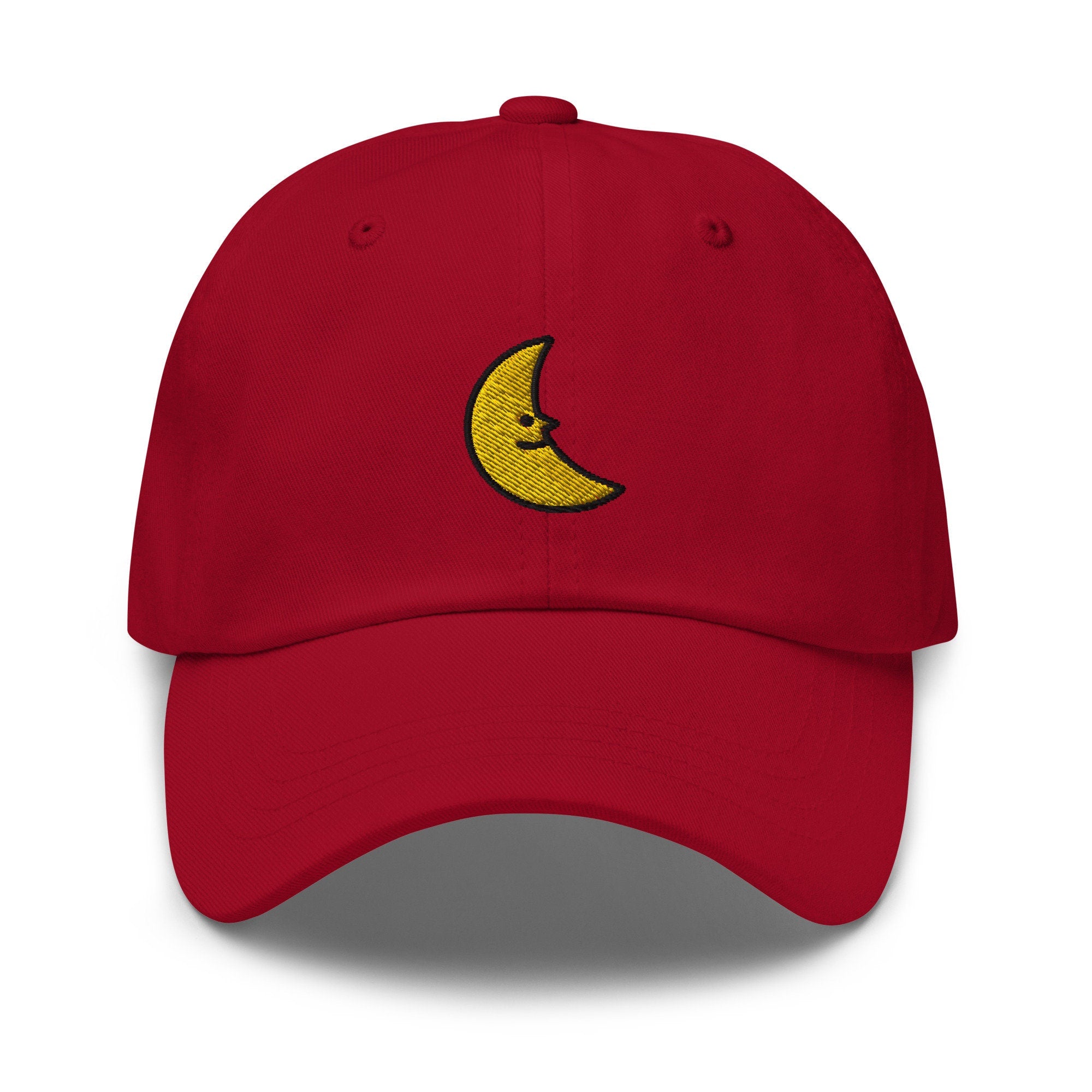 Crescent Moon Face Embroidered Dad Hat