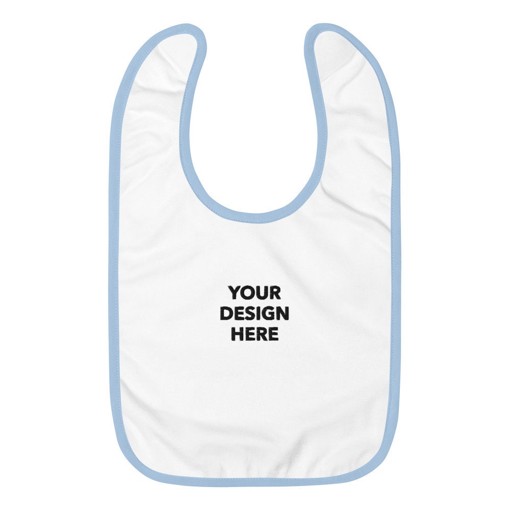 Personalized Embroidered Baby Bib, Customized Logo Baby Bib, Embroidery With Your Own Text or Design, Handmade Baby Bib