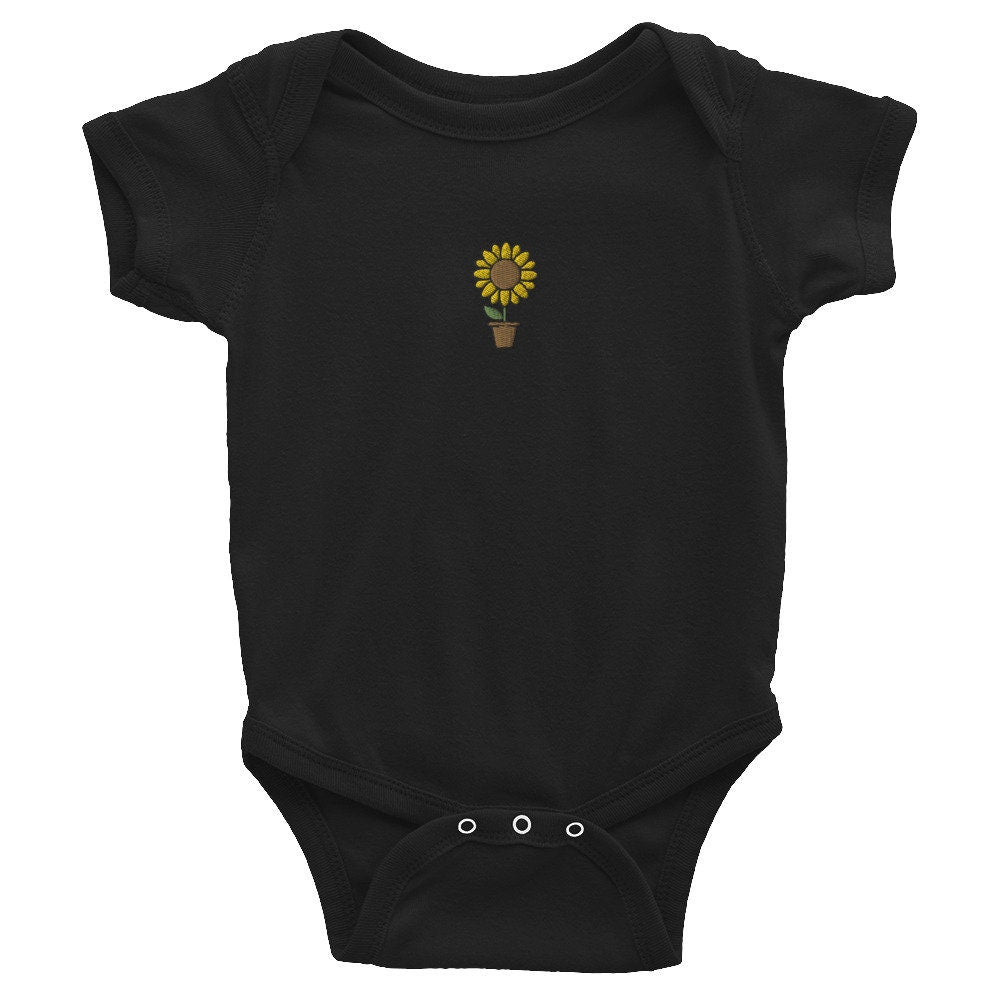 Sunflower Infant Bodysuit, Baby Boy or Girl Onesie, Embroidered Baby Shower Gift - Multiple Colors