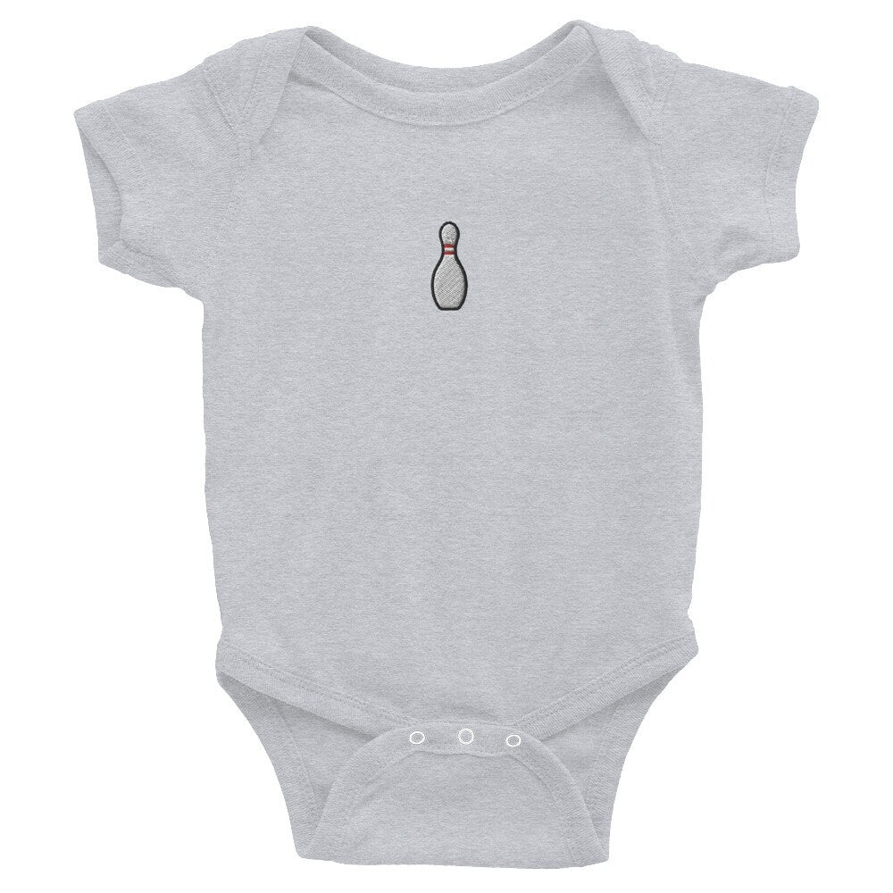Bowling Pin Infant Bodysuit, Baby Boy or Girl Onesie, Embroidered Baby Shower Gift - Multiple Colors