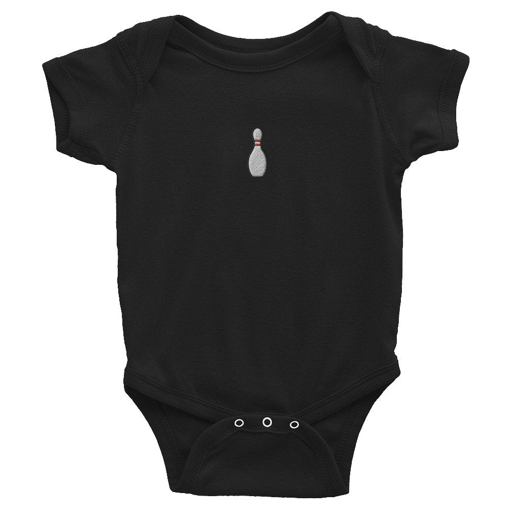 Bowling Pin Infant Bodysuit, Baby Boy or Girl Onesie, Embroidered Baby Shower Gift - Multiple Colors