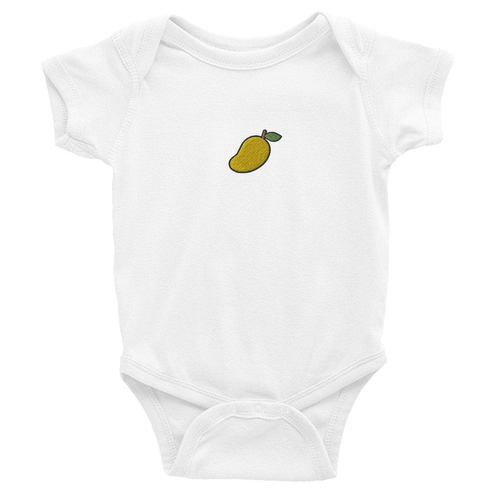 Mango Infant Bodysuit, Baby Boy or Girl Onesie, Embroidered Baby Shower Gift - Multiple Colors