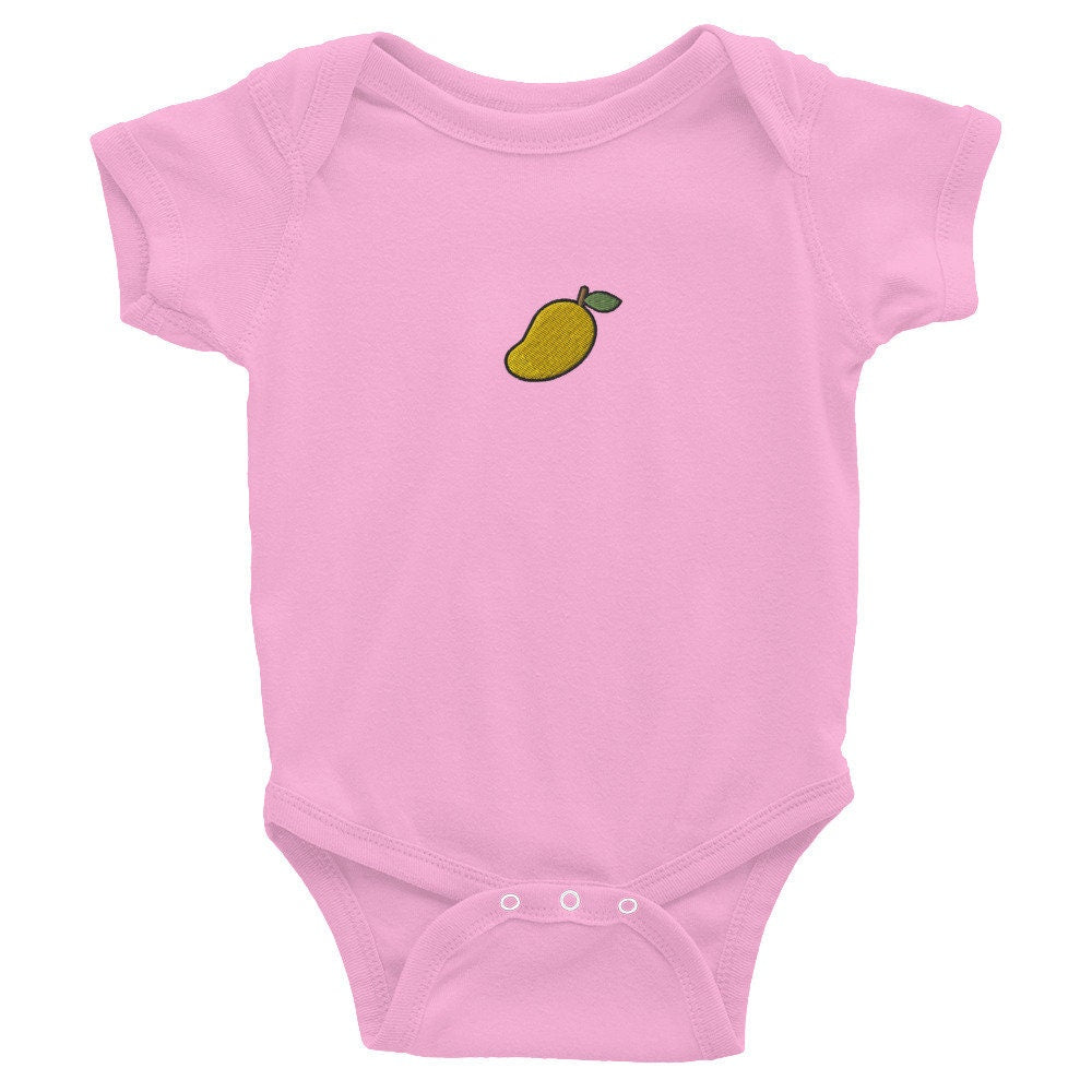 Mango Infant Bodysuit, Baby Boy or Girl Onesie, Embroidered Baby Shower Gift - Multiple Colors