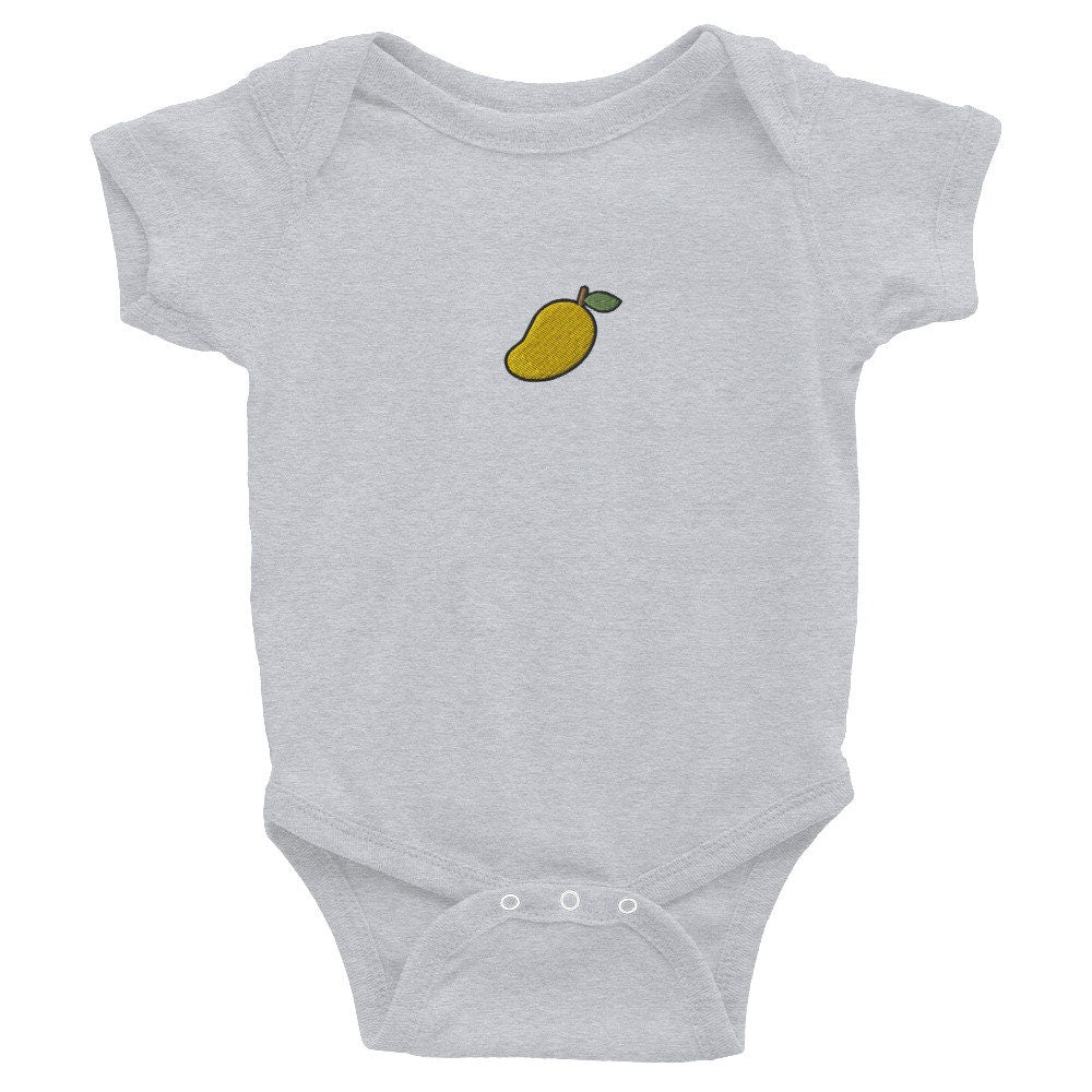 Mango Infant Bodysuit, Baby Boy or Girl Onesie, Embroidered Baby Shower Gift - Multiple Colors