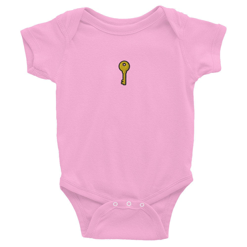 Key Infant Bodysuit, Baby Boy or Girl Onesie, Embroidered Baby Shower Gift - Multiple Colors
