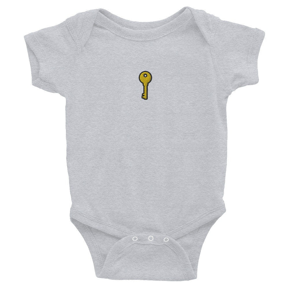 Key Infant Bodysuit, Baby Boy or Girl Onesie, Embroidered Baby Shower Gift - Multiple Colors
