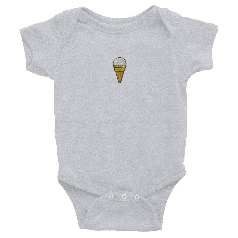 Ice Cream Cone Infant Bodysuit, Baby Boy or Girl Onesie, Embroidered Baby Shower Gift - Multiple Colors