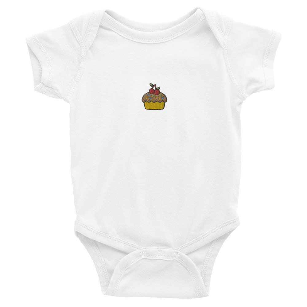 Cupcake Infant Bodysuit, Baby Boy or Girl Onesie, Embroidered Baby Shower Gift - Multiple Colors