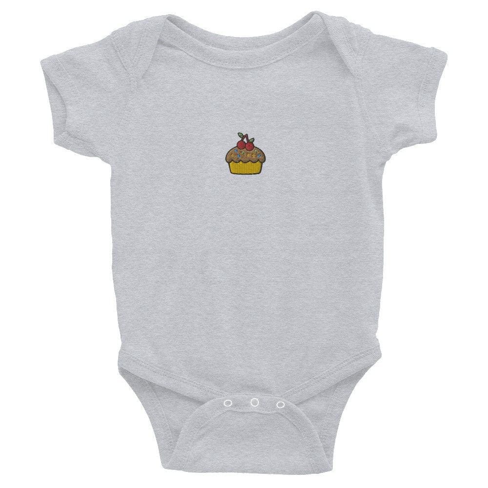 Cupcake Infant Bodysuit, Baby Boy or Girl Onesie, Embroidered Baby Shower Gift - Multiple Colors