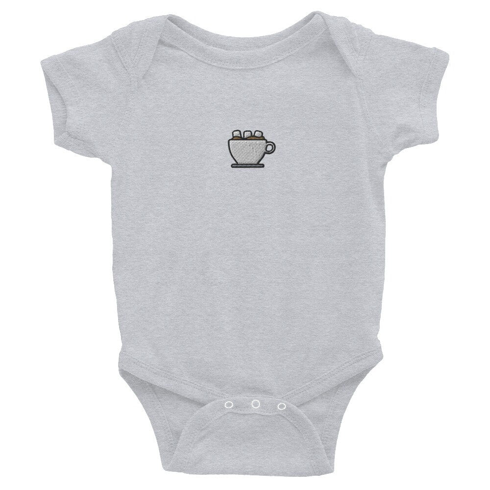 Hot Chocolate Infant Bodysuit, Baby Boy or Girl Onesie, Embroidered Baby Shower Gift - Multiple Colors