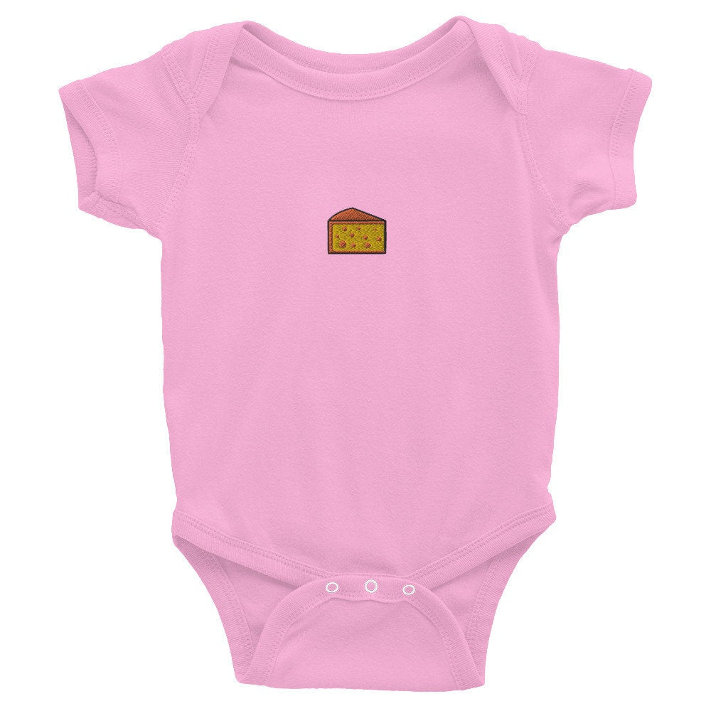 Cheese Infant Bodysuit, Baby Boy or Girl Onesie, Embroidered Baby Shower Gift - Multiple Colors