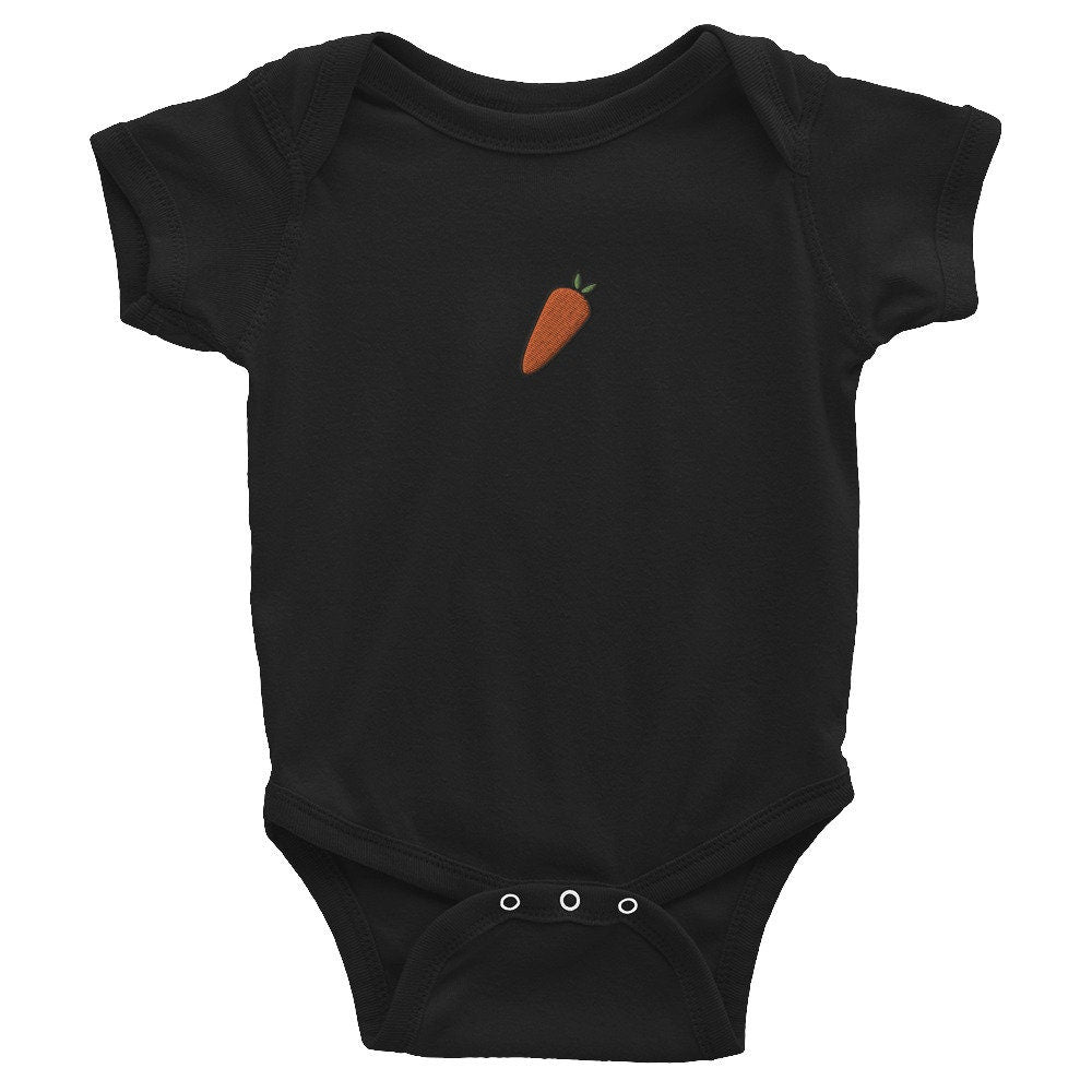 Carrot Infant Bodysuit, Baby Boy or Girl Onesie, Embroidered Baby Shower Gift - Multiple Colors