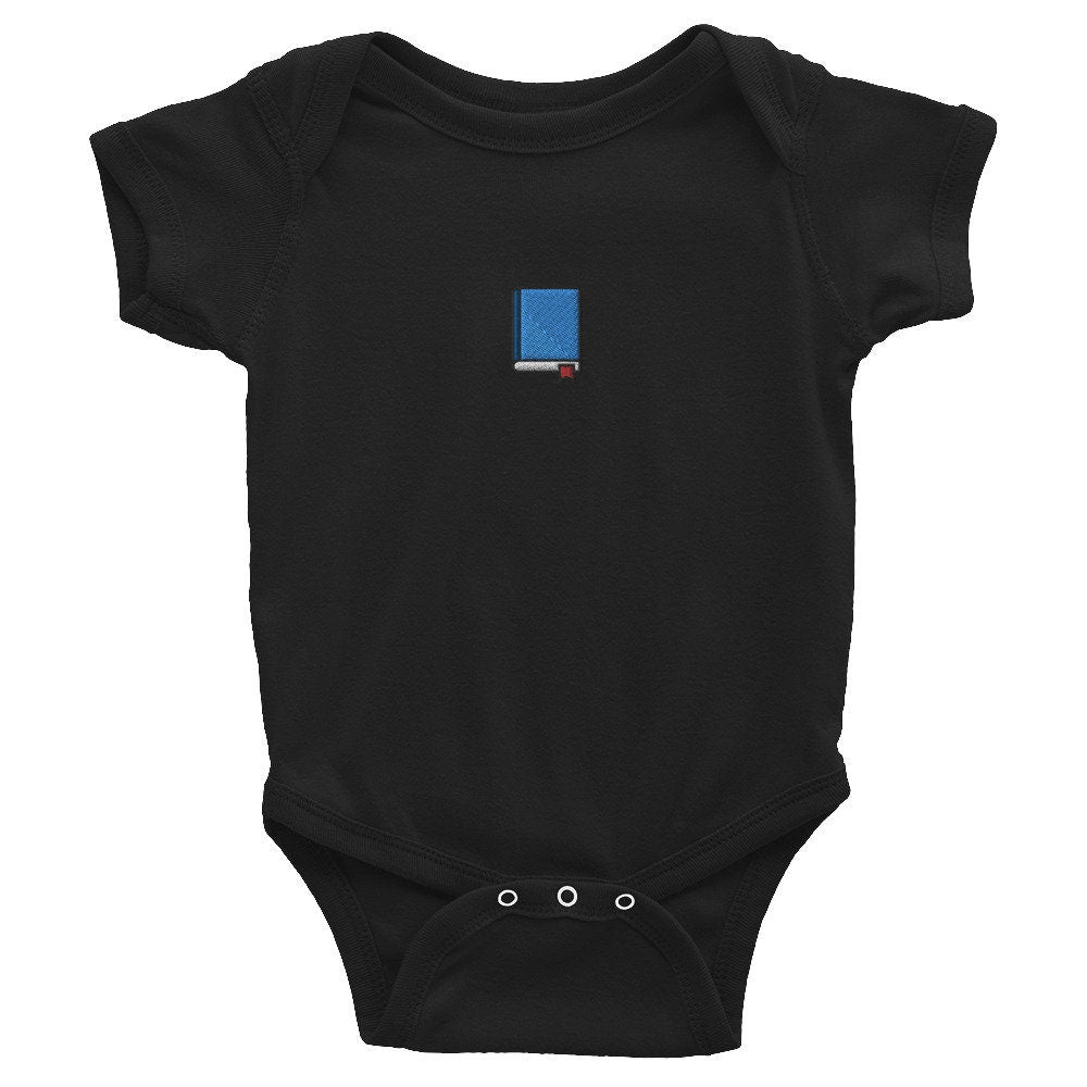Book Infant Bodysuit, Baby Boy or Girl Onesie, Embroidered Baby Shower Gift - Multiple Colors
