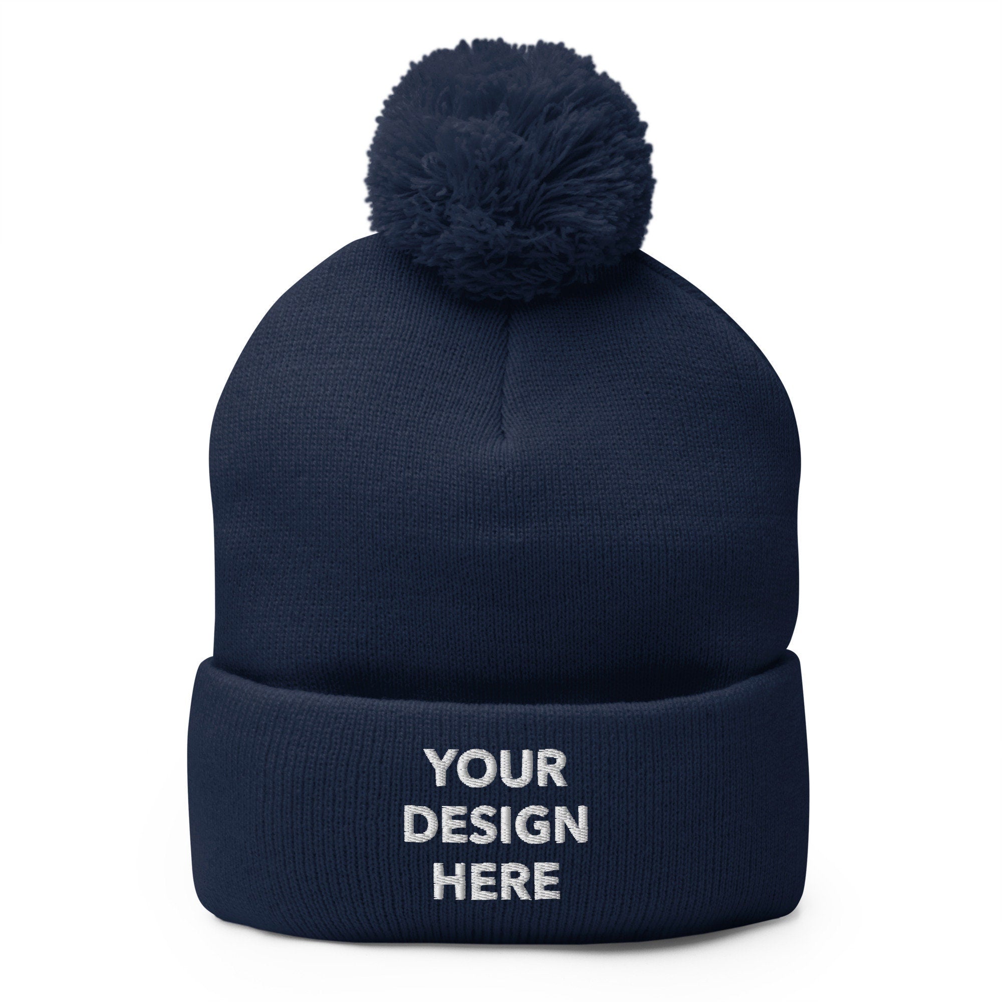 Personalized Embroidered Beanie, Customized Logo Hat, Embroidery With Your Own Text or Design, Handmade Custom Pom Pom Beanie