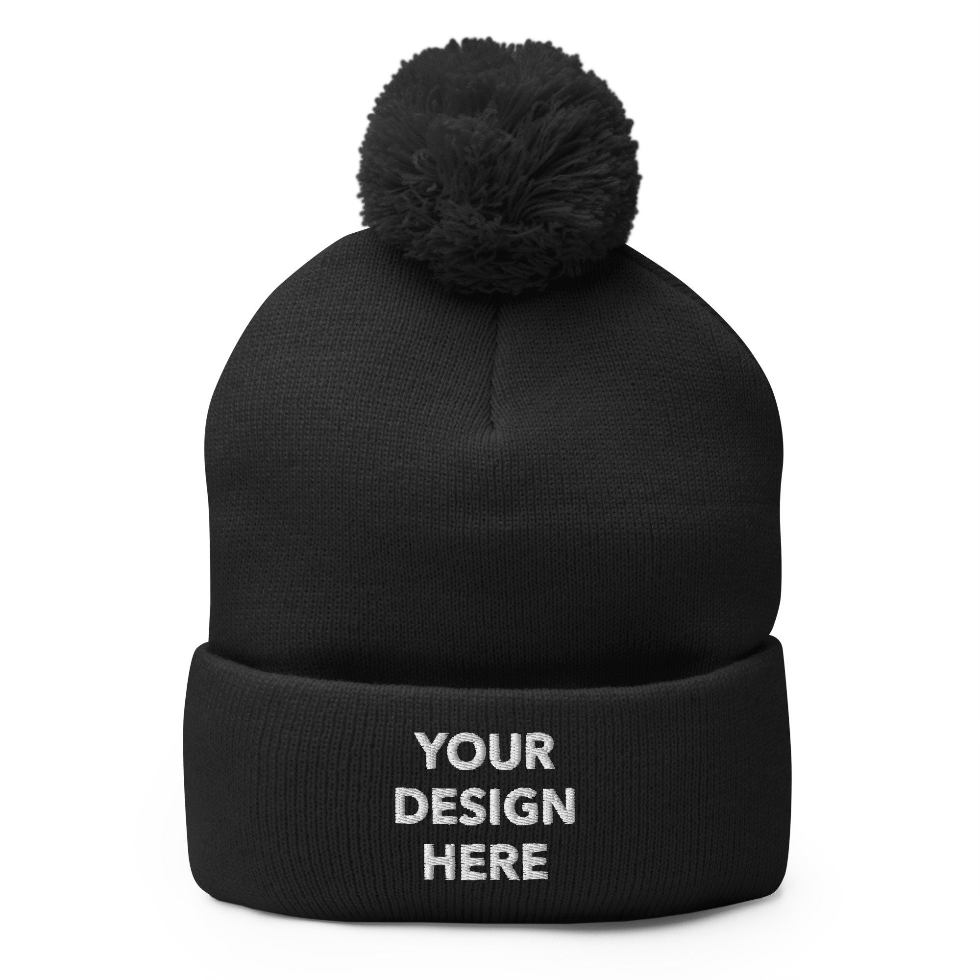 Personalized Embroidered Beanie, Customized Logo Hat, Embroidery With Your Own Text or Design, Handmade Custom Pom Pom Beanie