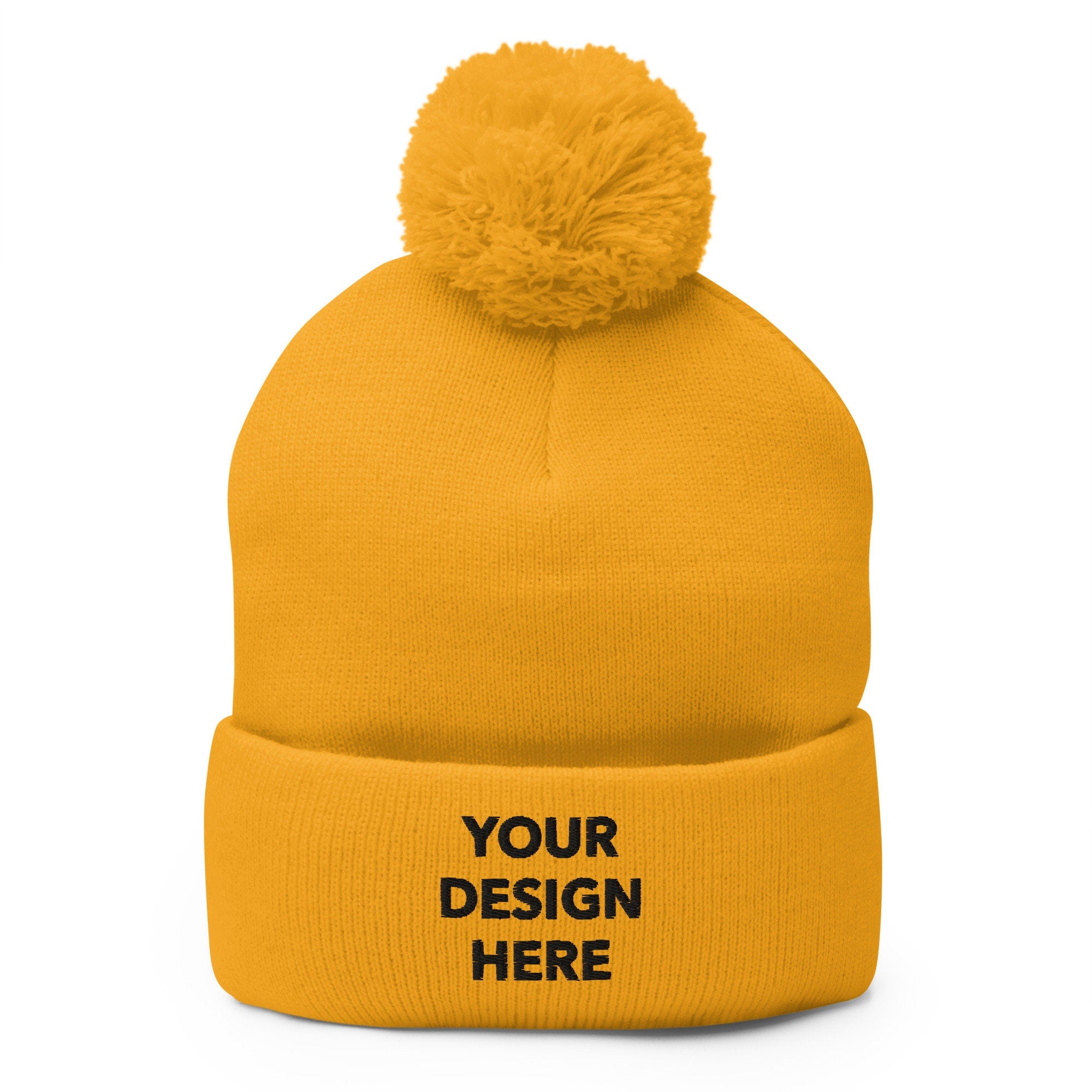 Personalized Embroidered Beanie, Customized Logo Hat, Embroidery With Your Own Text or Design, Handmade Custom Pom Pom Beanie