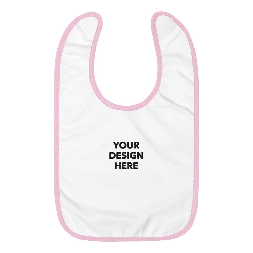 Personalized Embroidered Baby Bib, Customized Logo Baby Bib, Embroidery With Your Own Text or Design, Handmade Baby Bib