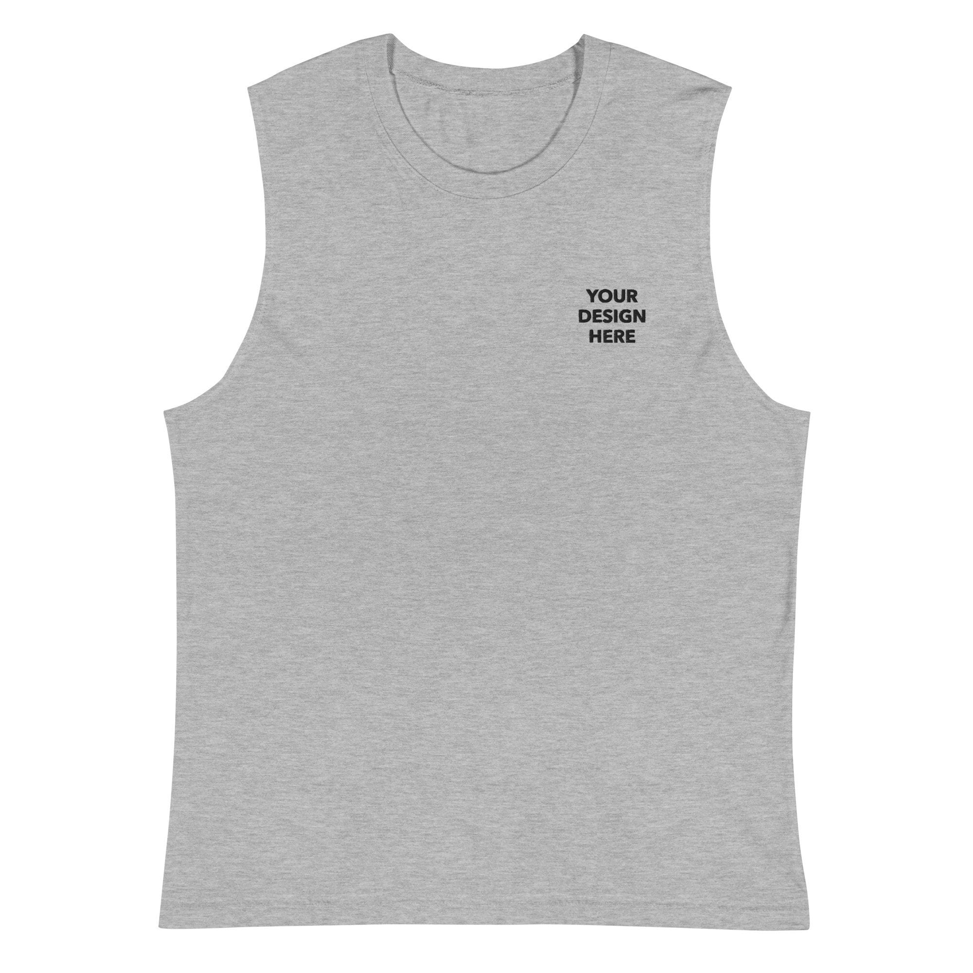 Personalized Embroidered Muscle Shirt, Customized Logo Muscle Shirt, Embroidery With Your Own Text or Design, Handmade Muscle Shirt