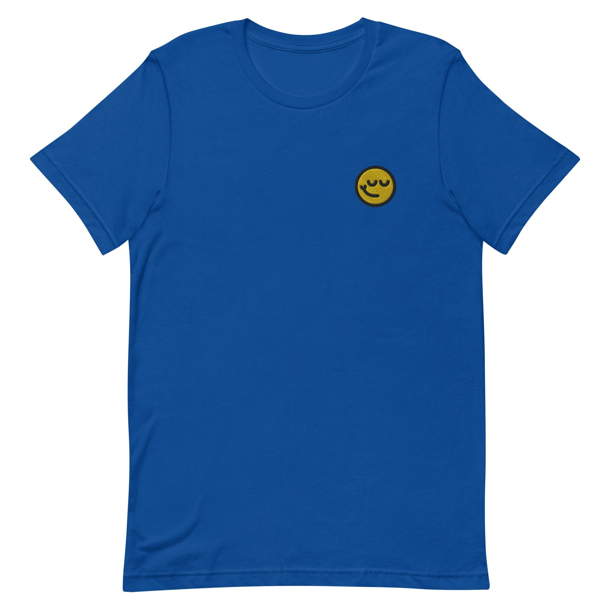 Smirk Emoji Premium Men's T-Shirt, Embroidered Men's T-Shirt Gift for Boyfriend, Men's Short Sleeve Shirt - Multiple Colors