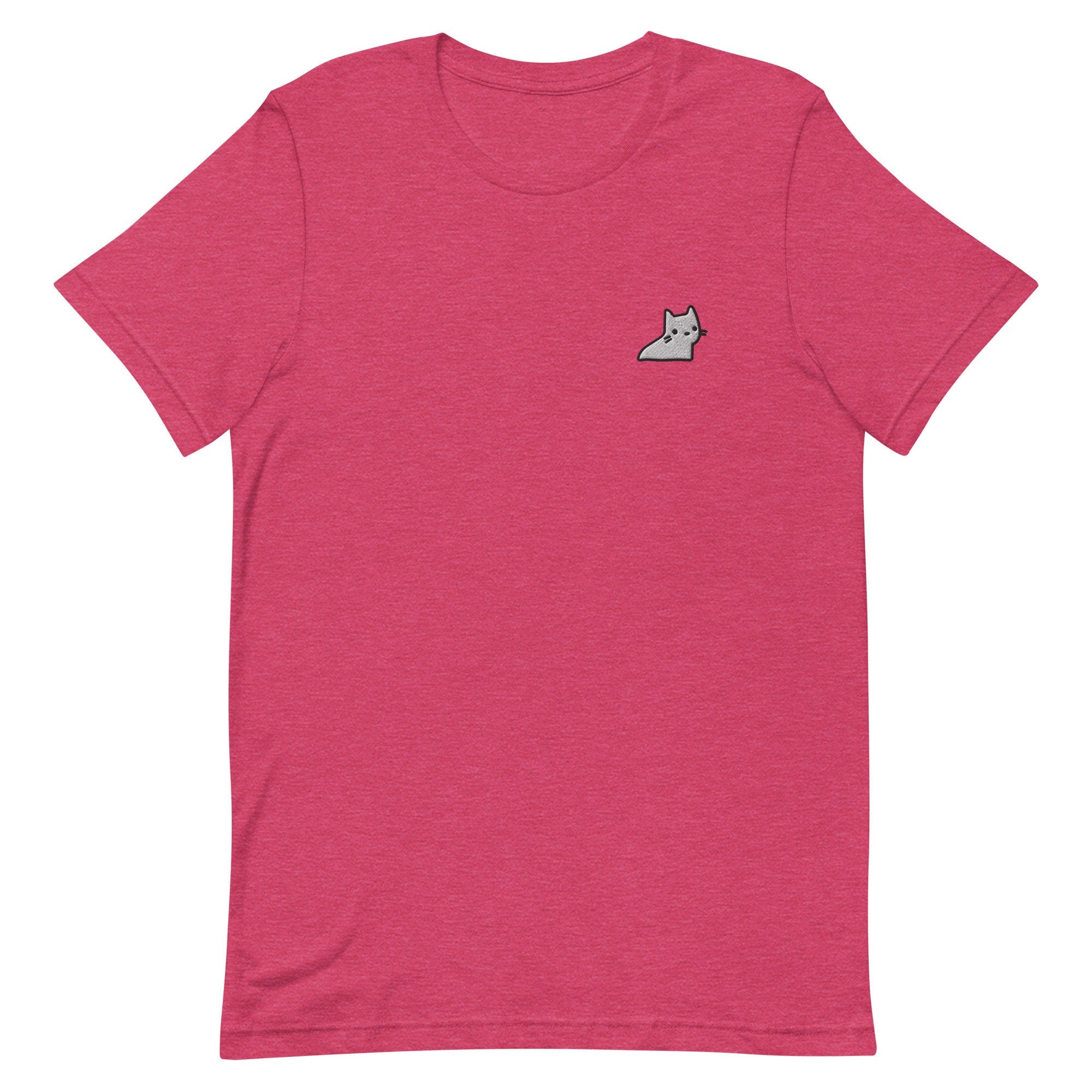 Ghost Cat Premium Men's T-Shirt, Embroidered Men's T-Shirt Gift for Boyfriend, Men's Short Sleeve Shirt - Multiple Colors