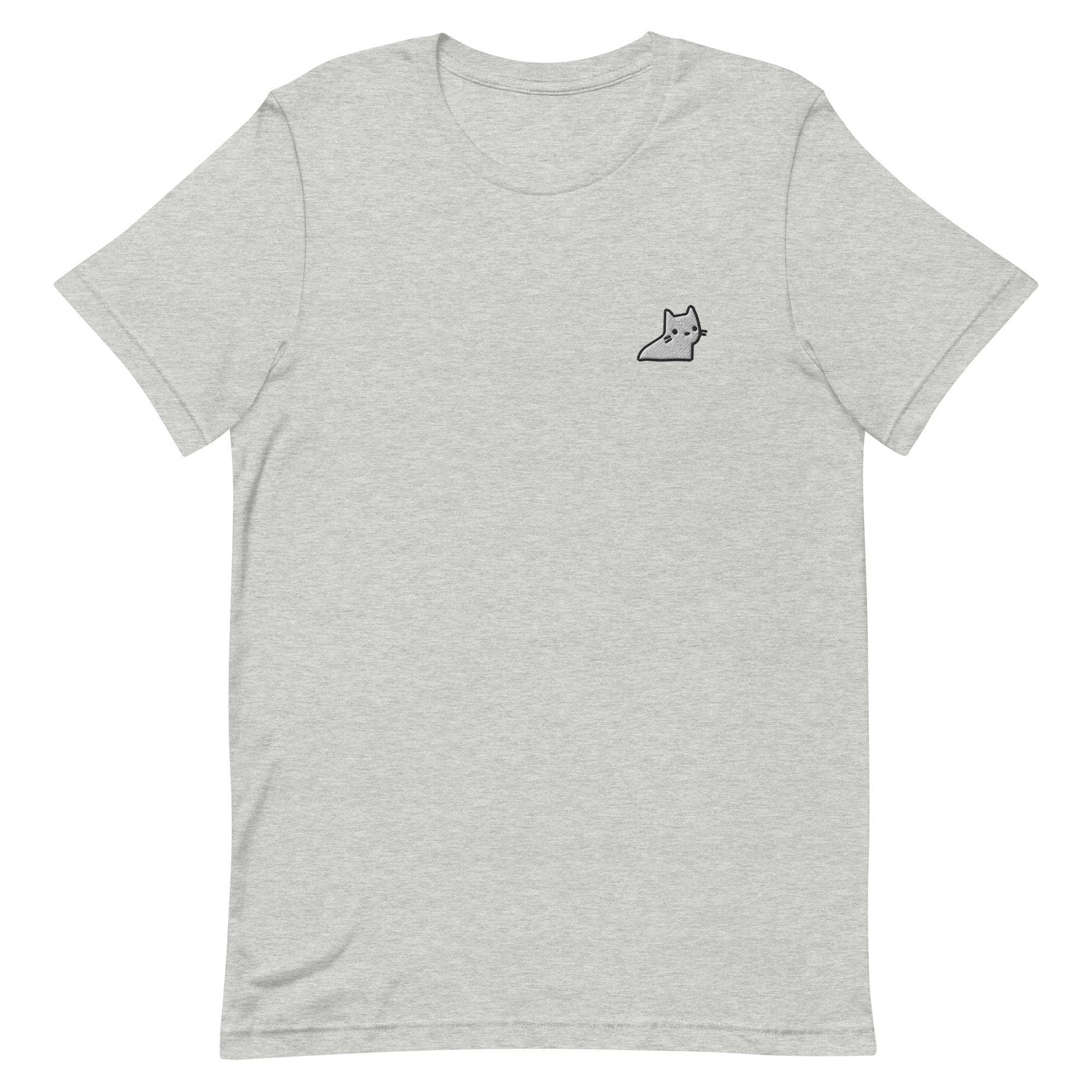 Ghost Cat Premium Men's T-Shirt, Embroidered Men's T-Shirt Gift for Boyfriend, Men's Short Sleeve Shirt - Multiple Colors