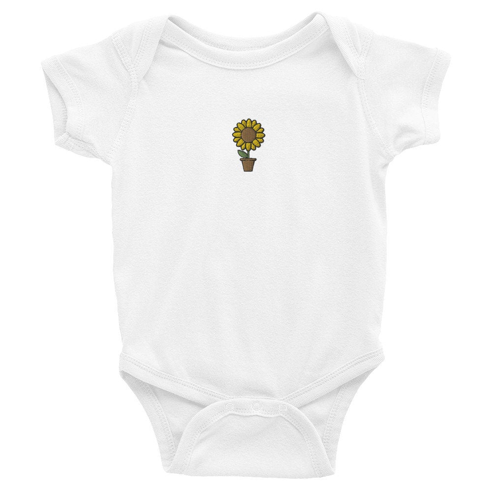 Sunflower Infant Bodysuit, Baby Boy or Girl Onesie, Embroidered Baby Shower Gift - Multiple Colors
