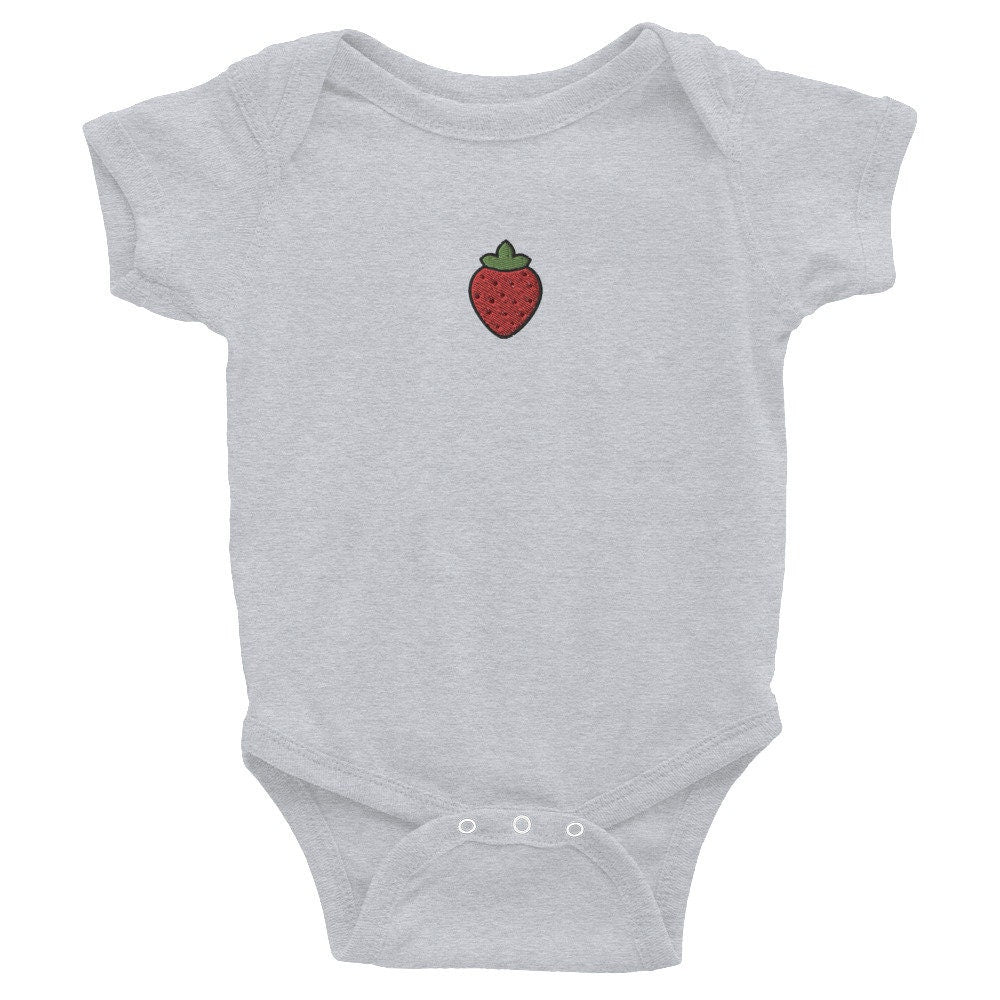 Strawberry Infant Bodysuit, Baby Boy or Girl Onesie, Embroidered Baby Shower Gift - Multiple Colors
